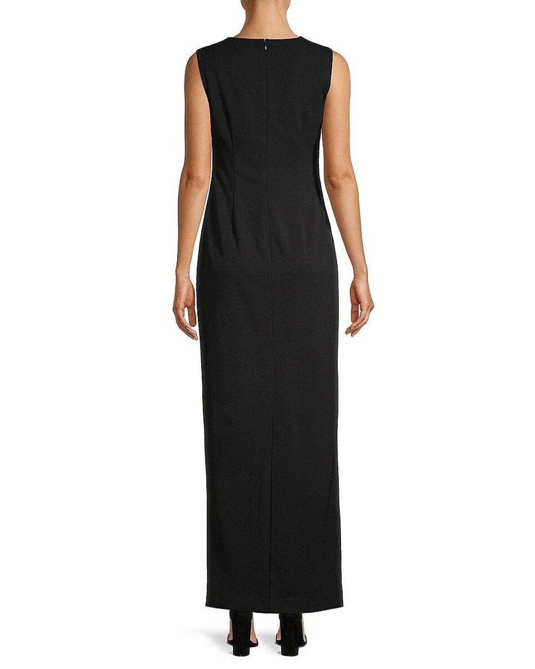 Calvin Klein Twist-neck Crepe Maxi Dress in Black | Lyst