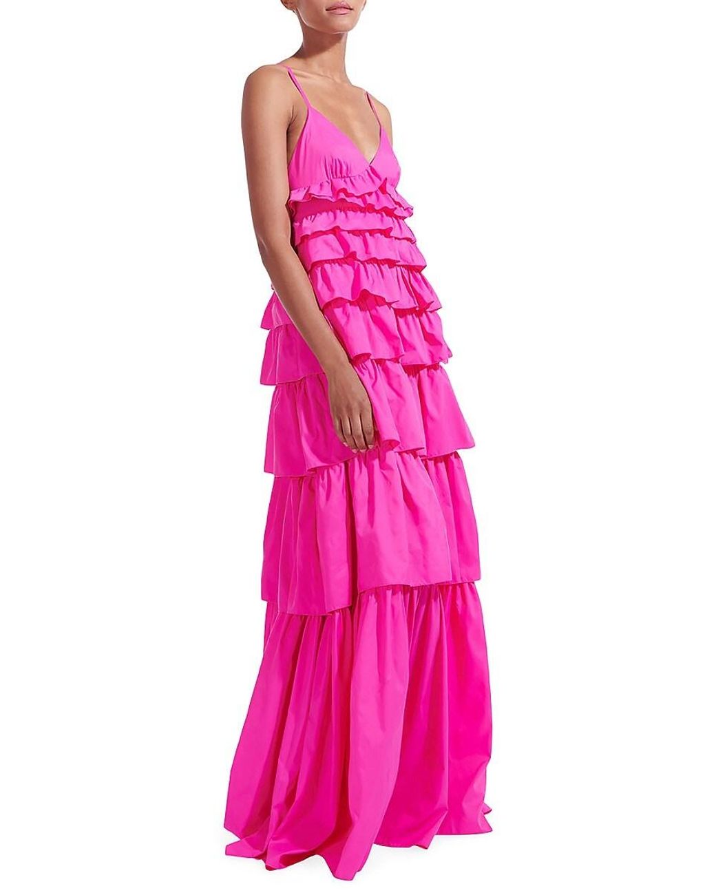 STAUD 'Rylie Tiered Ruffle Maxi Dress in Blue | Lyst