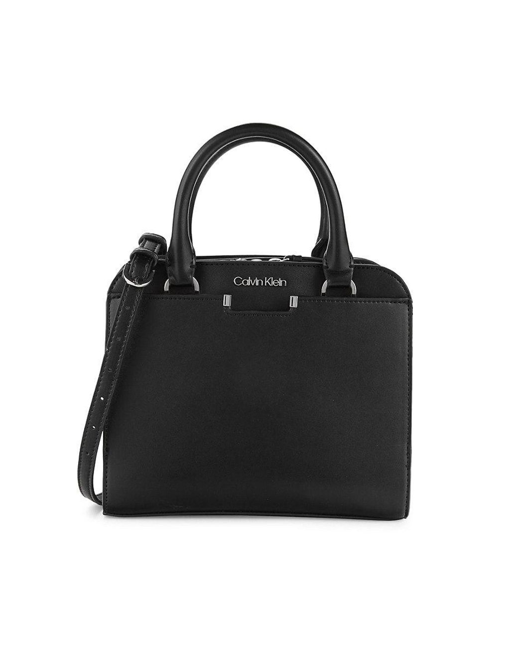 Calvin Klein Danica Logo Top Handle Bag in Black | Lyst