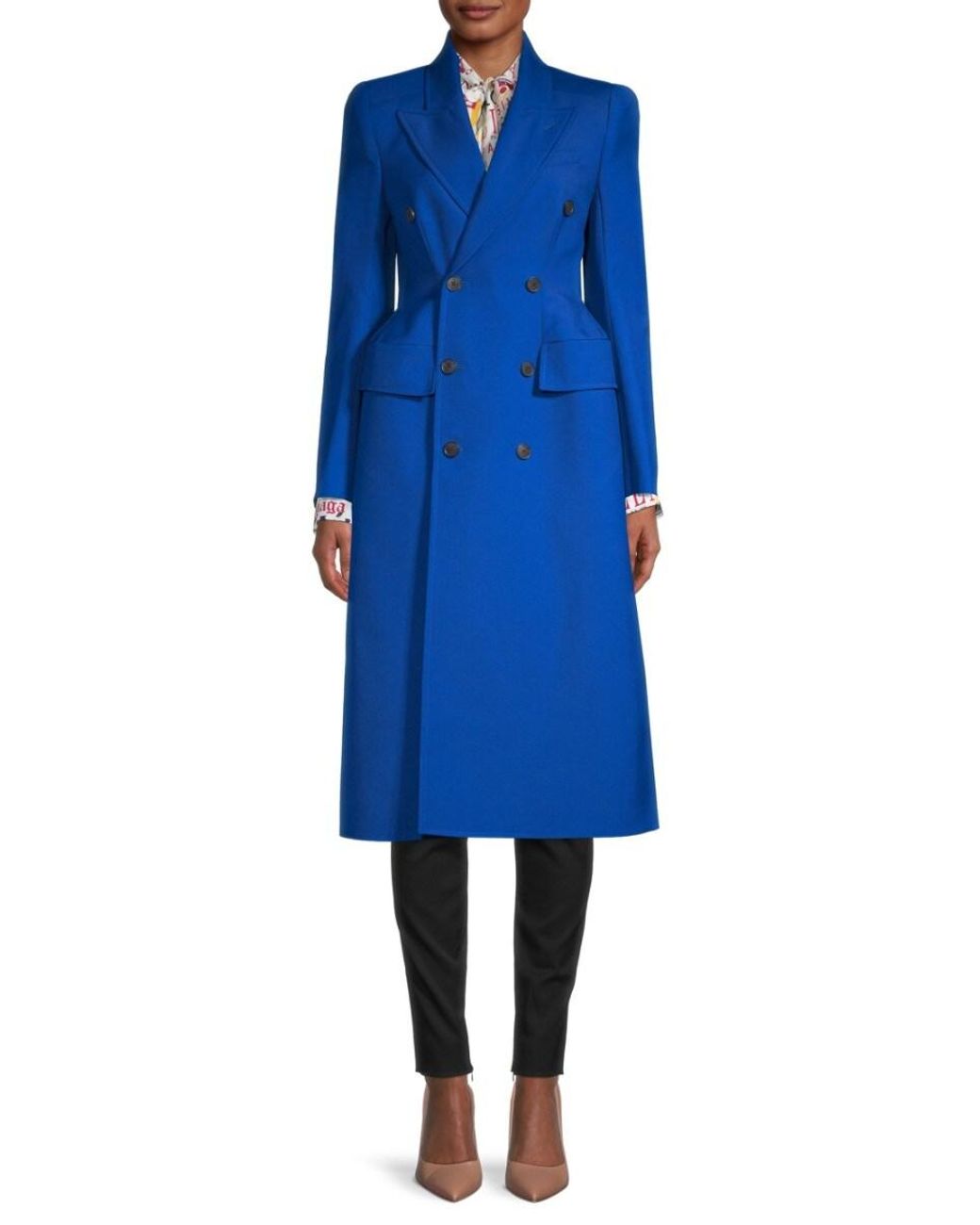 royal blue long coat womens