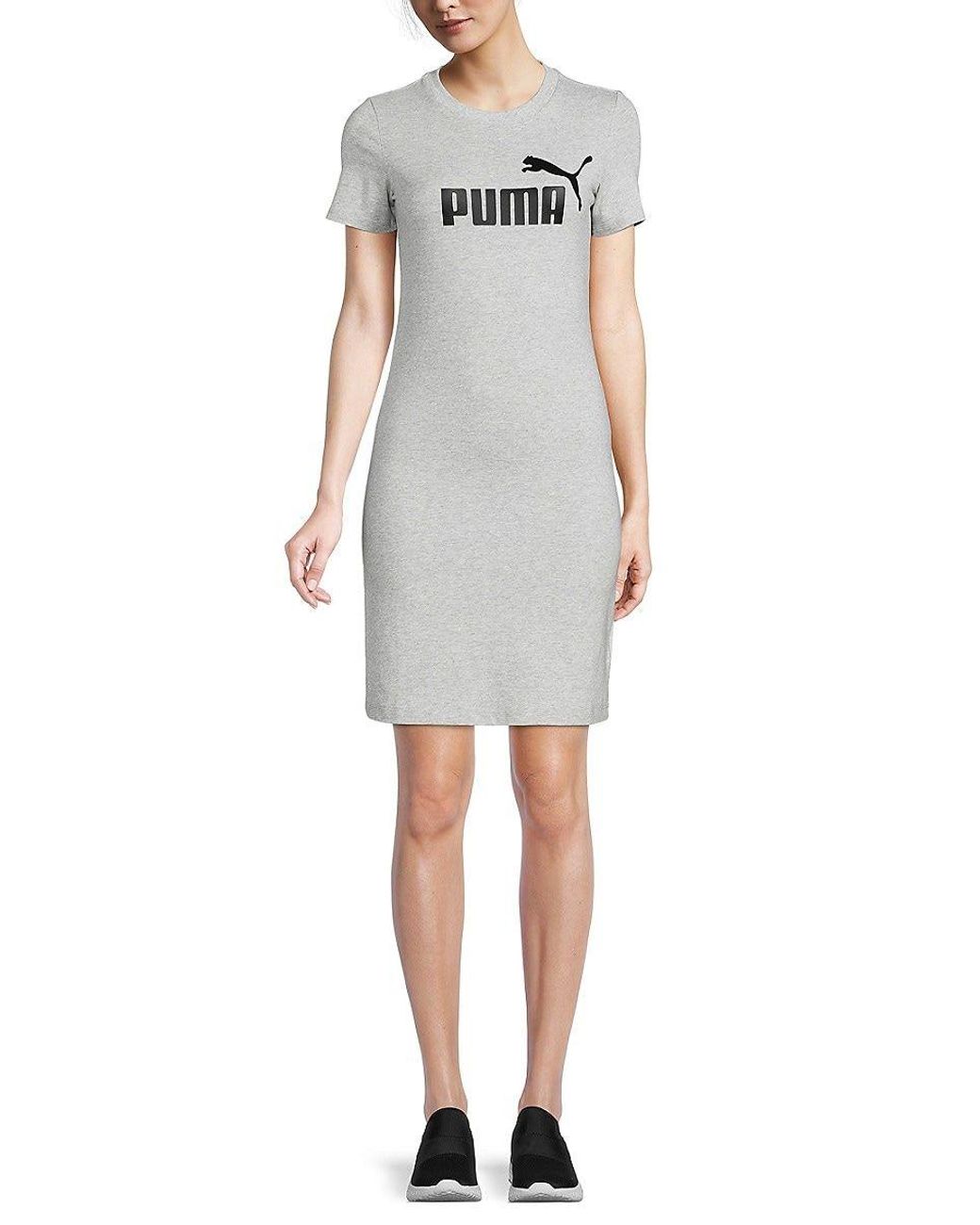 PUMA Logo T-shirt Dress in White | Lyst