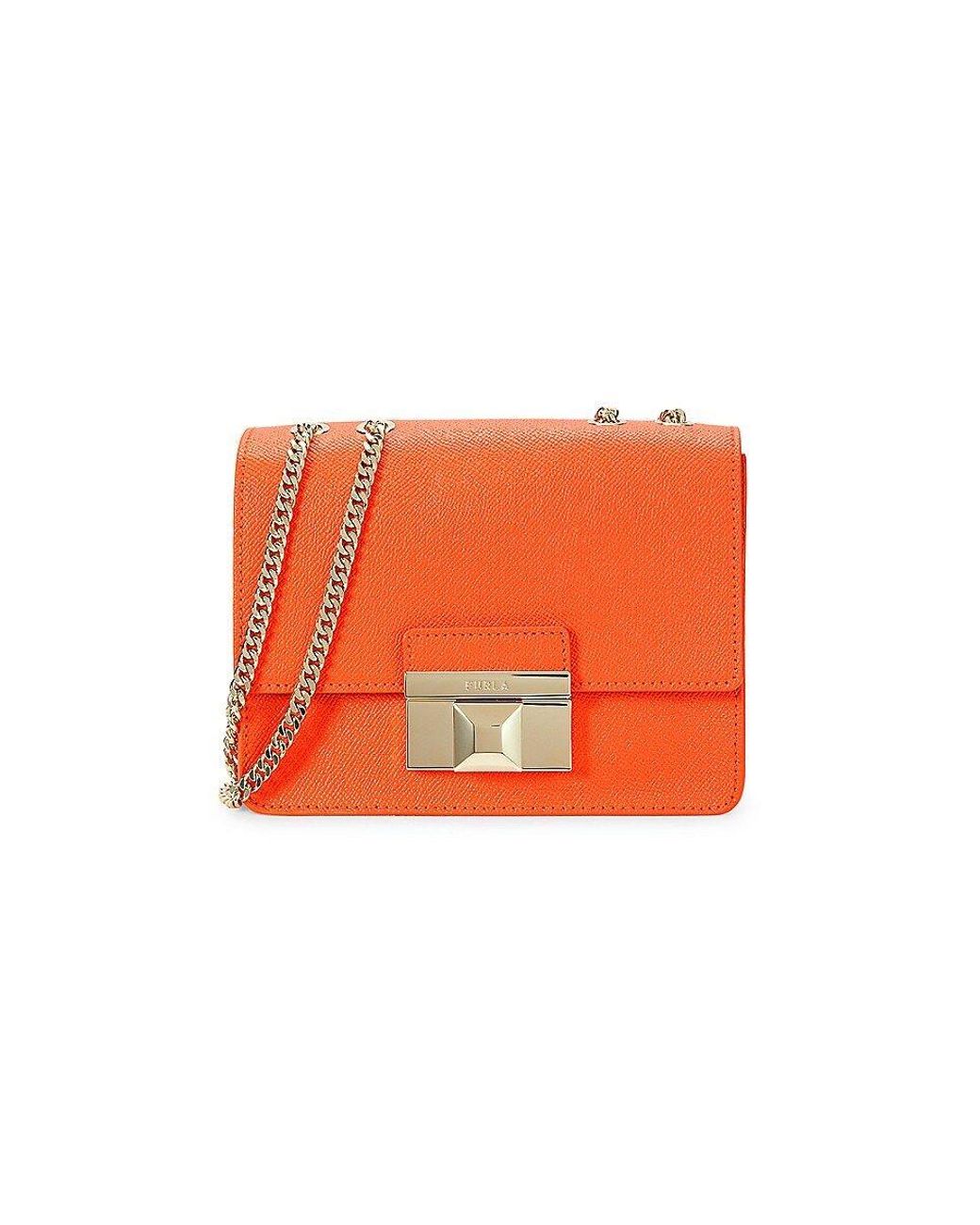 Furla Venere Leather Shoulder Bag in Orange | Lyst
