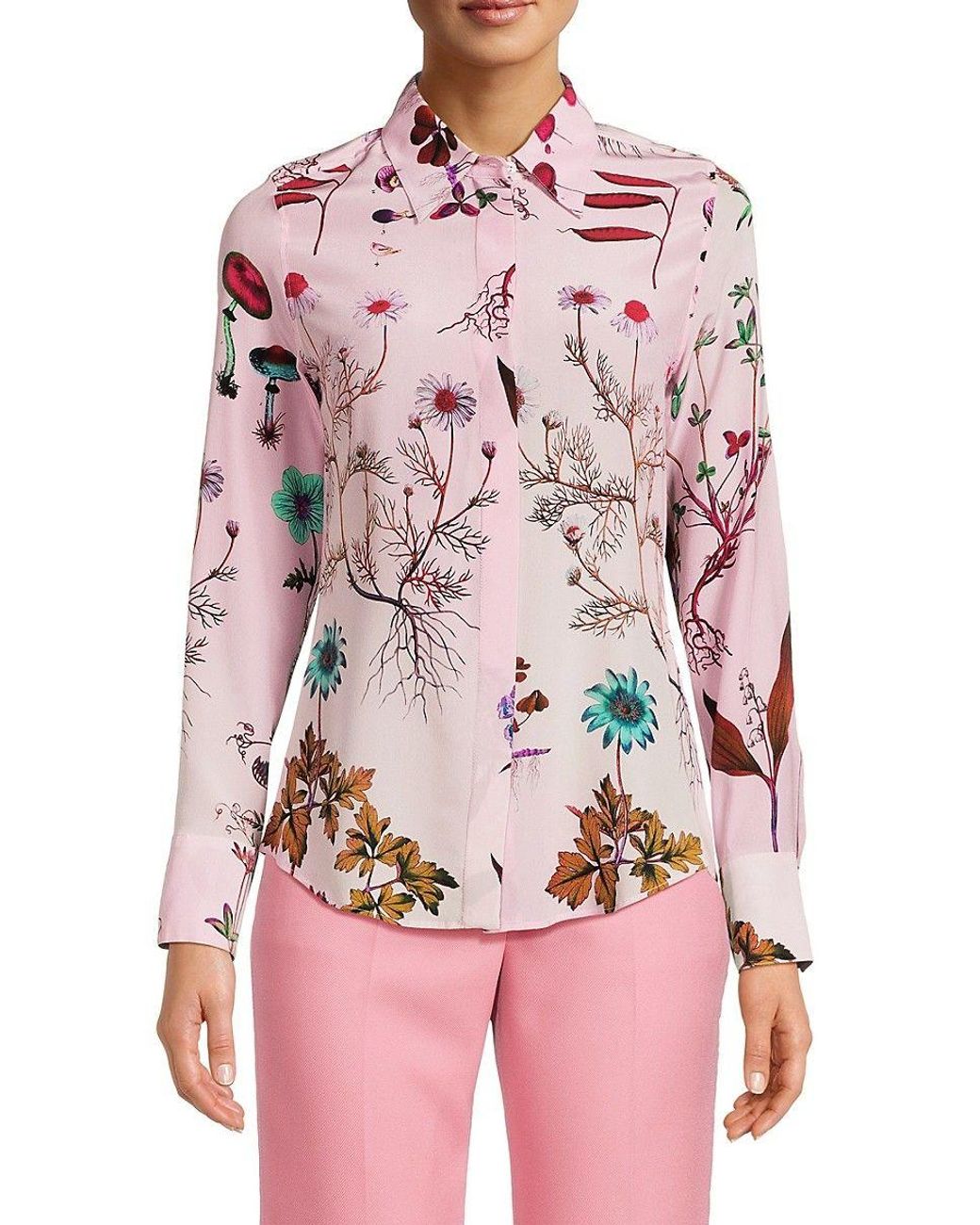 Stella McCartney Willow Floral Silk Shirt in Pink