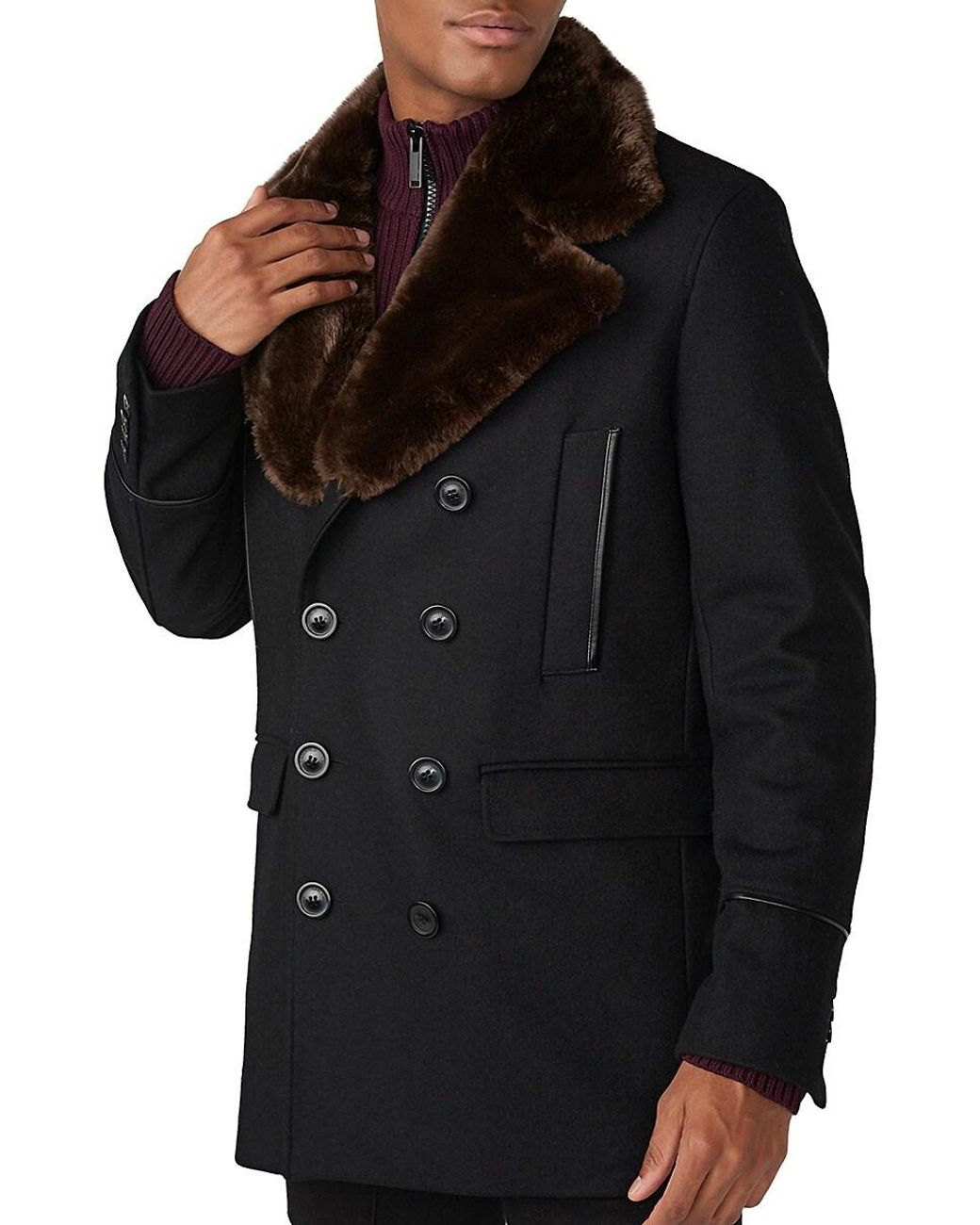 Faux fur trim clearance peacoat