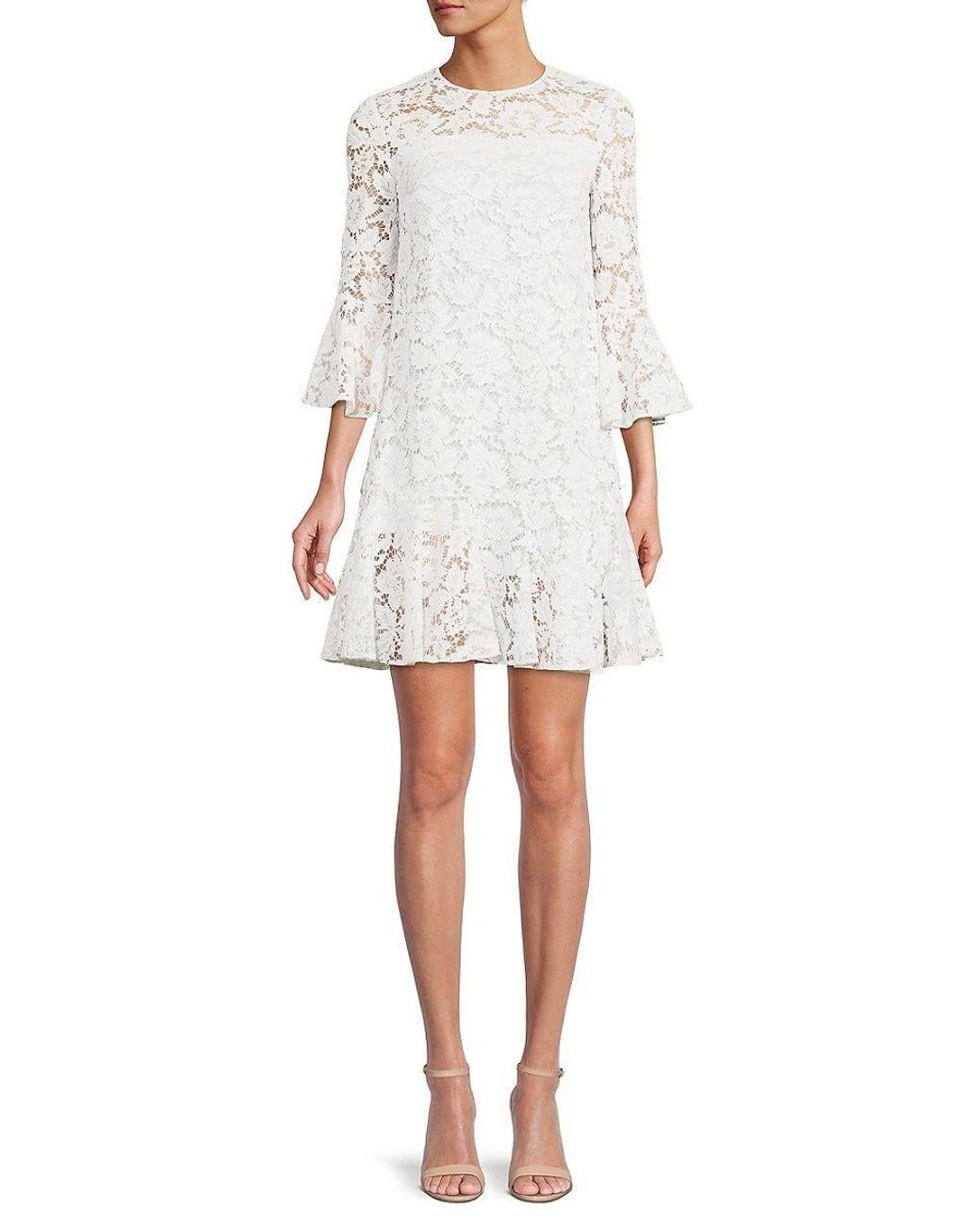 Valentino Garavani Embroidered Lace Mini Dress in White | Lyst
