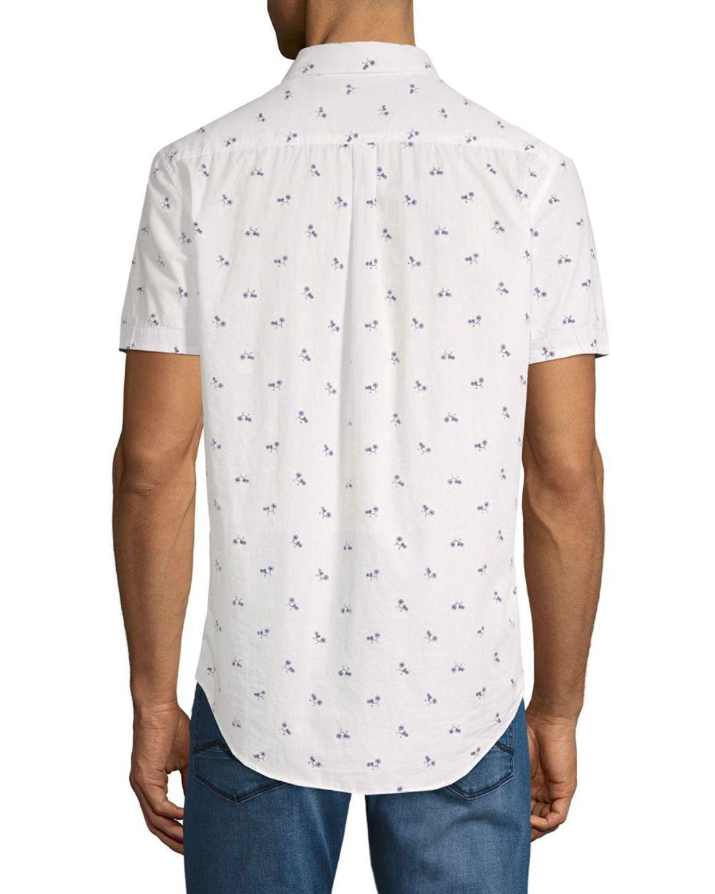 Report Collection Bicycle print Cotton Button down Shirt in White