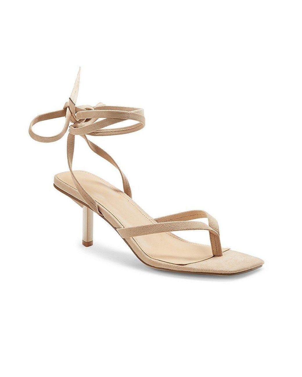 Guess Ankle Wrap Kitten Heel Sandals in Metallic | Lyst