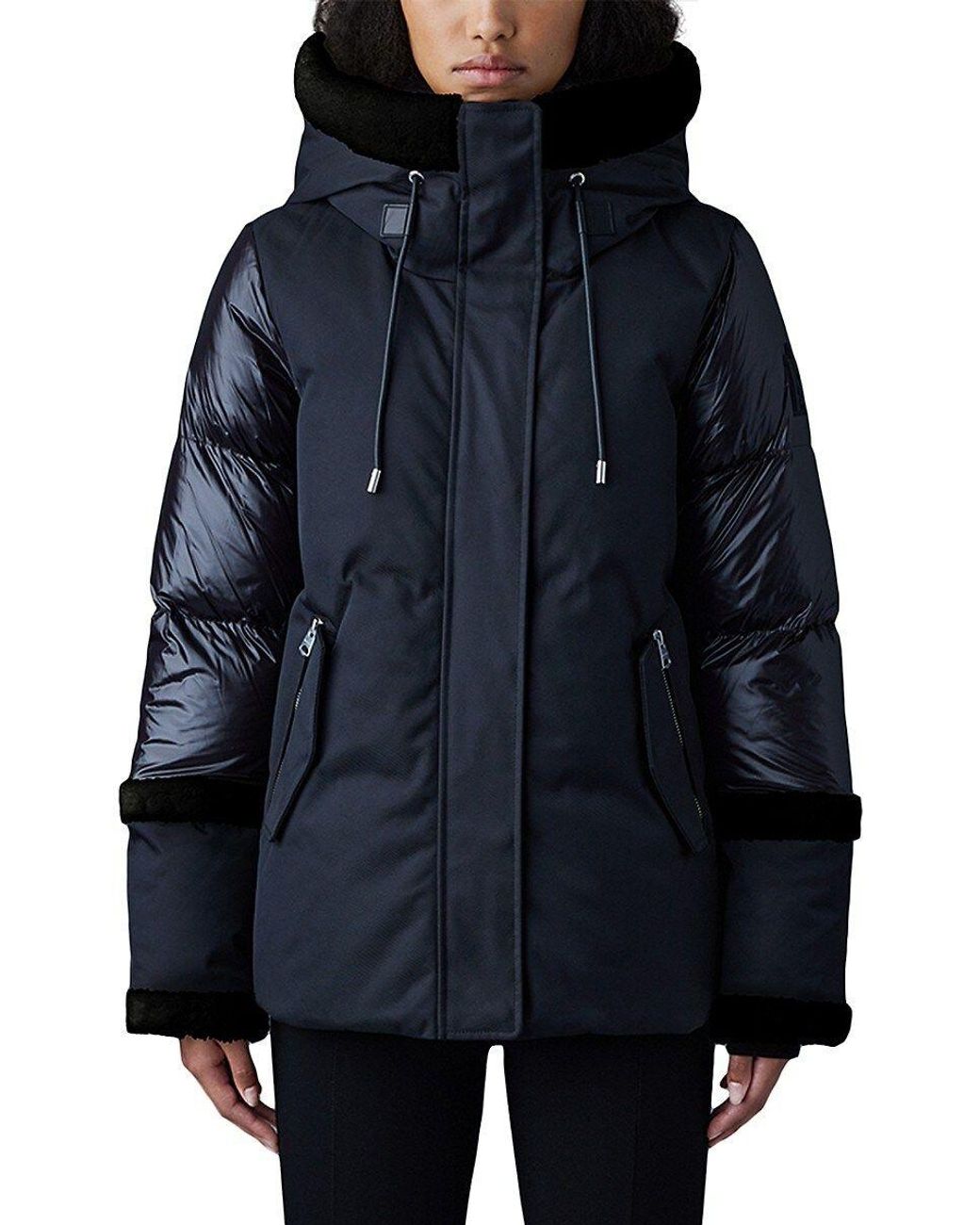 Mackage Cyrah Arctic Twill Shearling Jacket in Blue Lyst