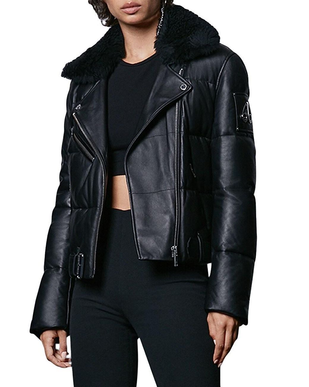 Moose Knuckles Chauvreulx Leather & Dyed Shearling Puffer Jacket in ...