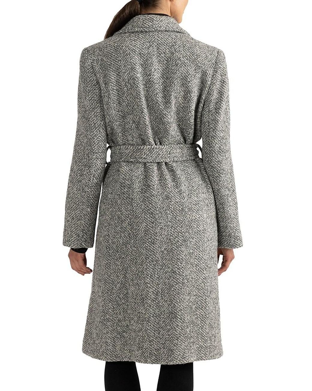 Grey herringbone coat women's cheap