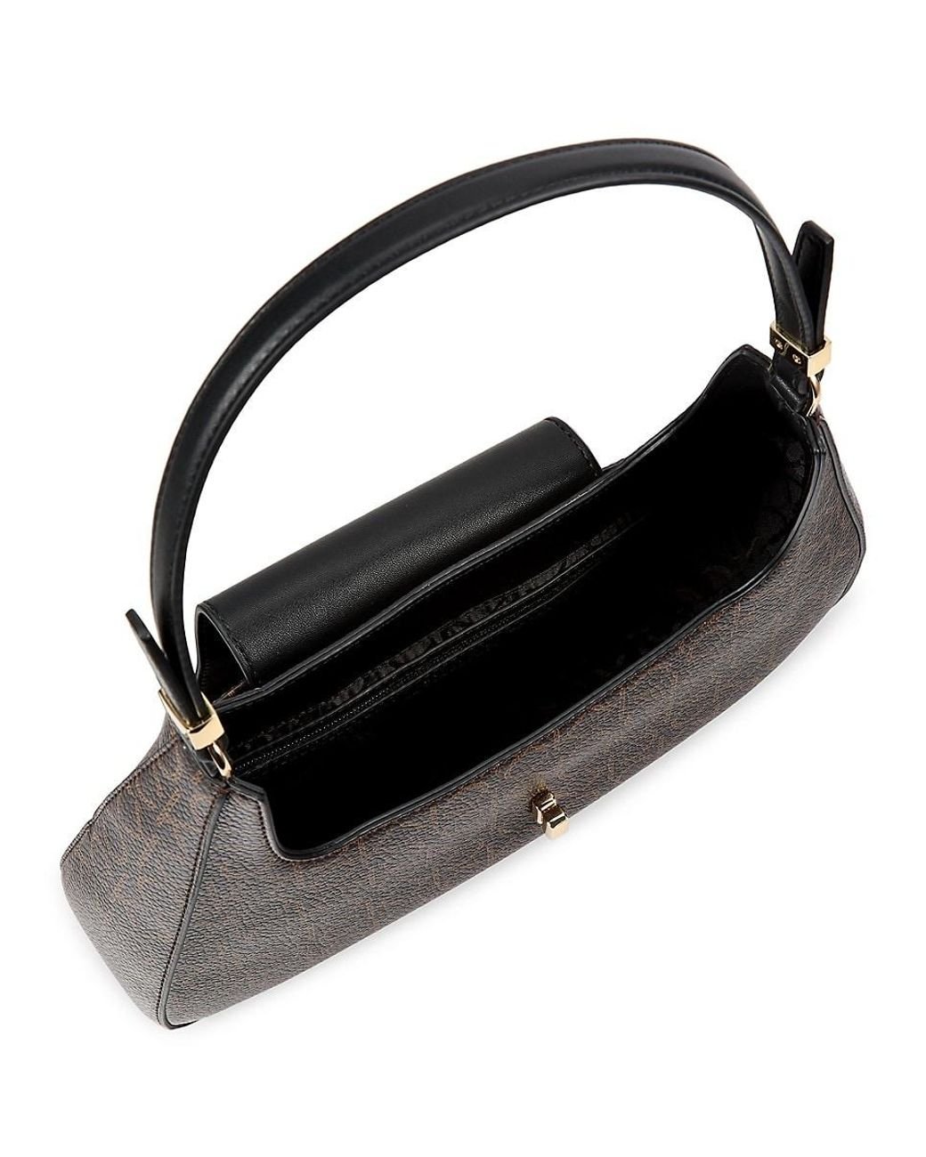 Calvin Klein Becky Monogram Print Shoulder Bag in Black | Lyst