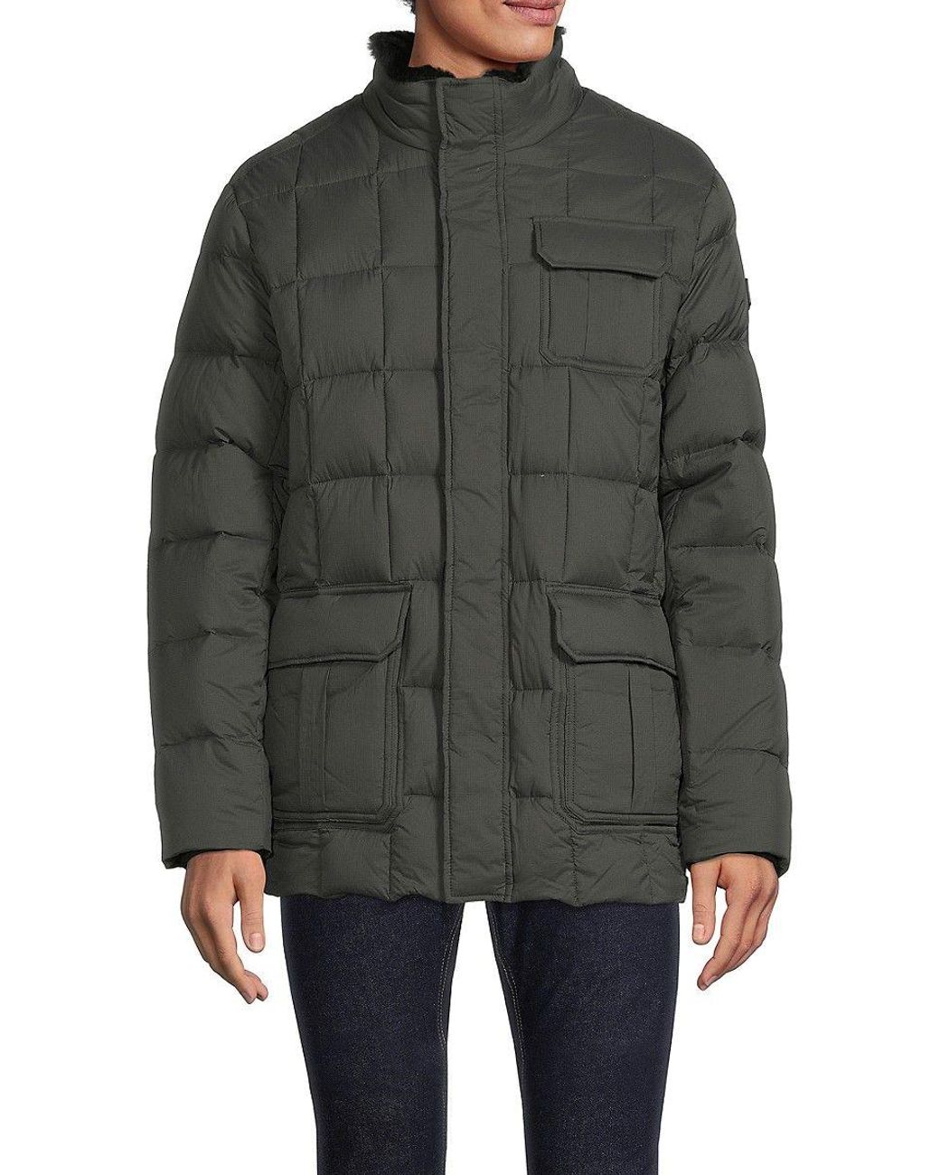 Tumi Faux Furtrim Down Puffer Jacket in Gray for Men Lyst