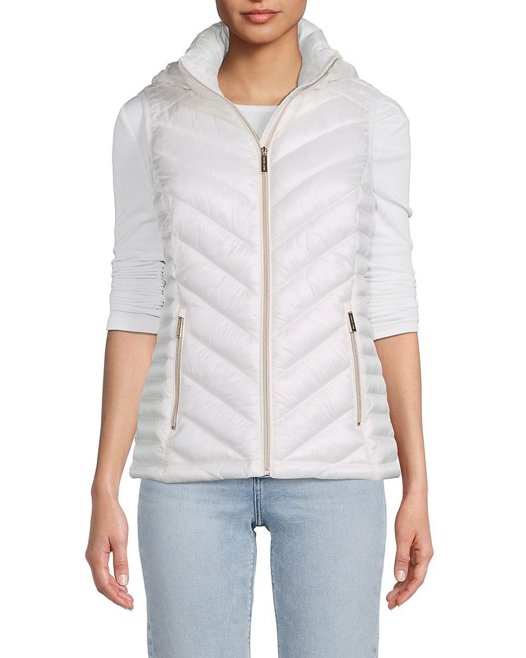 Michael kors online white puffer vest