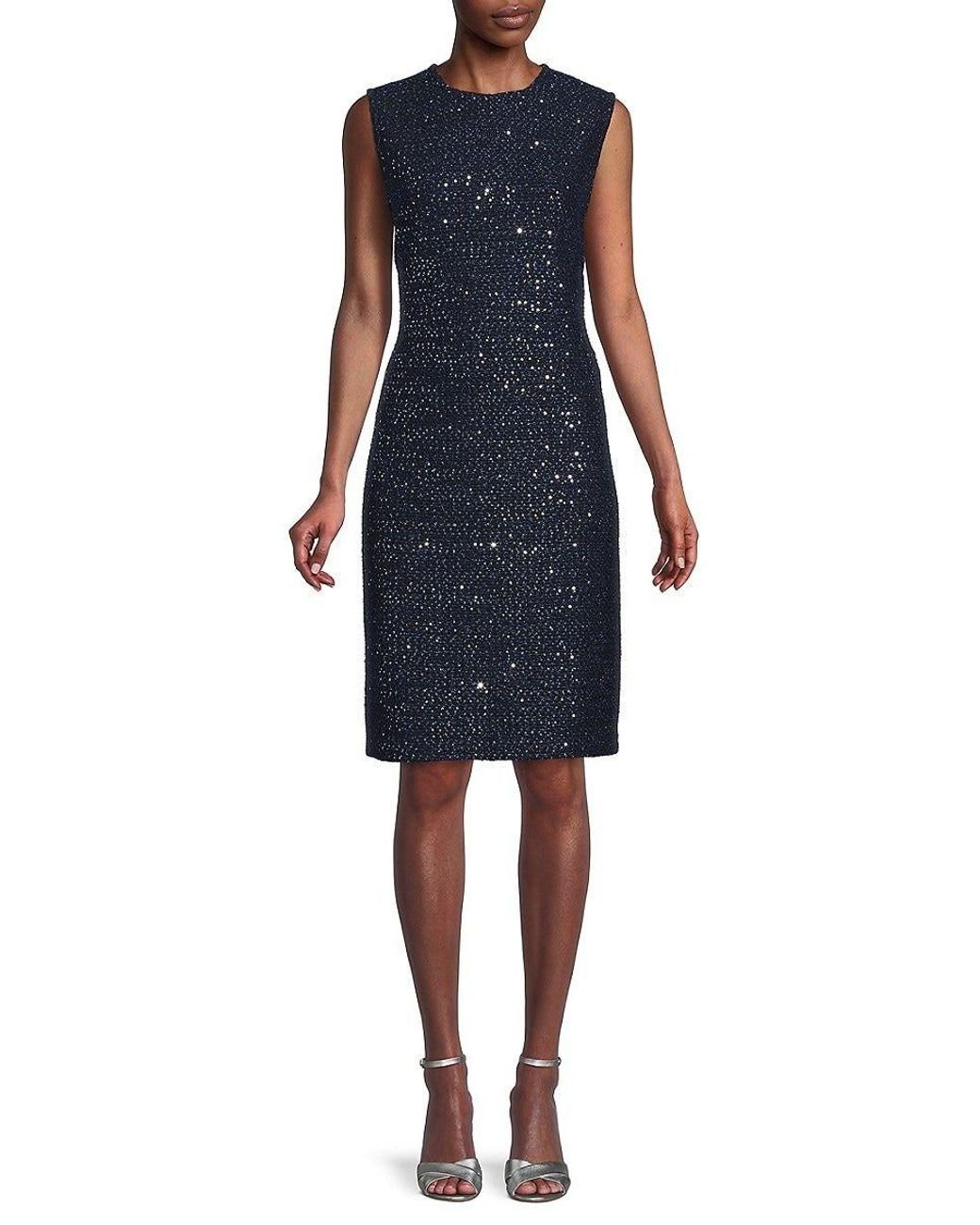 St. John Sequin Sheath Dress in Blue Lyst