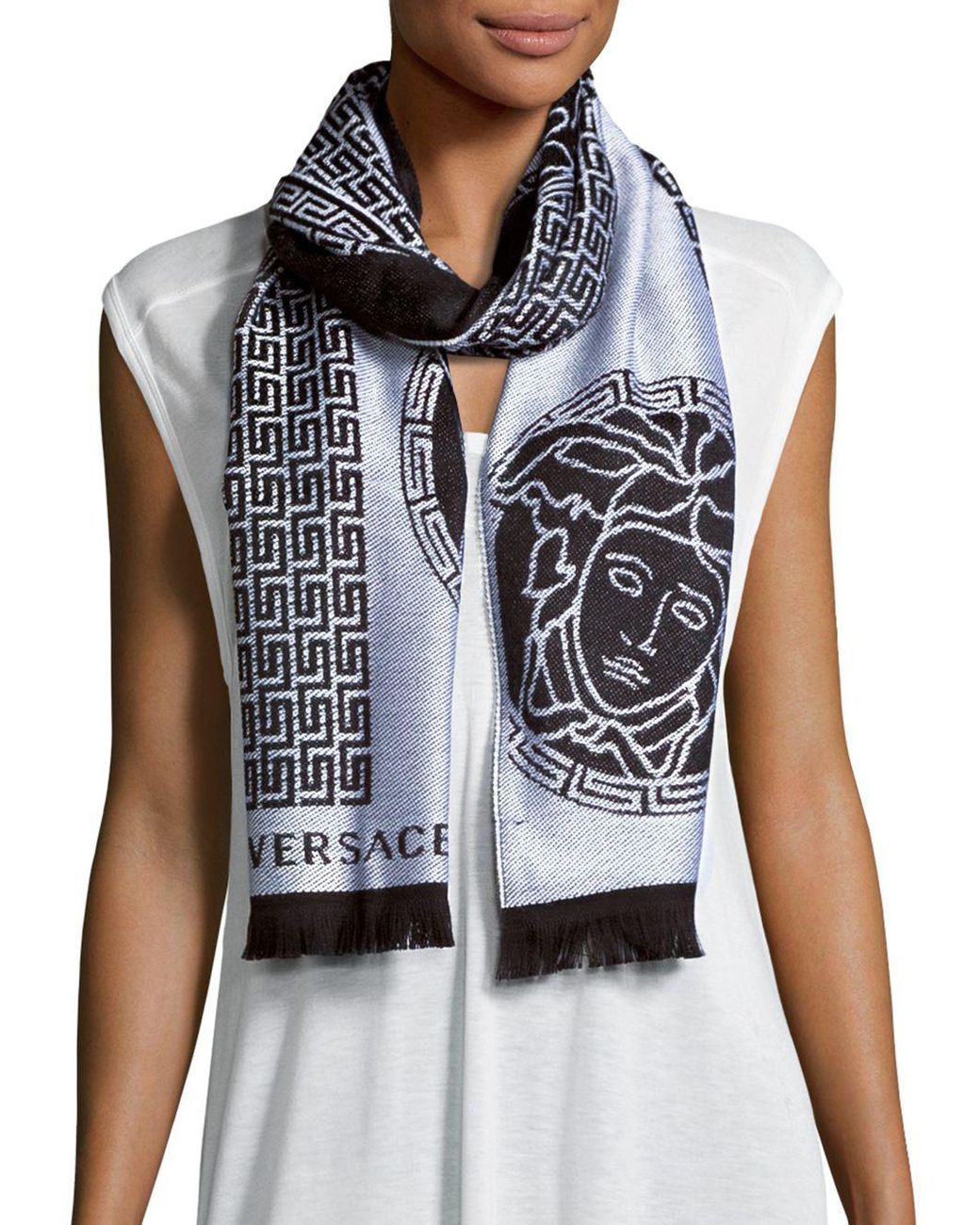 VERSACE Large/Long Medusa Wool Scarf New MADE IN ITAL 