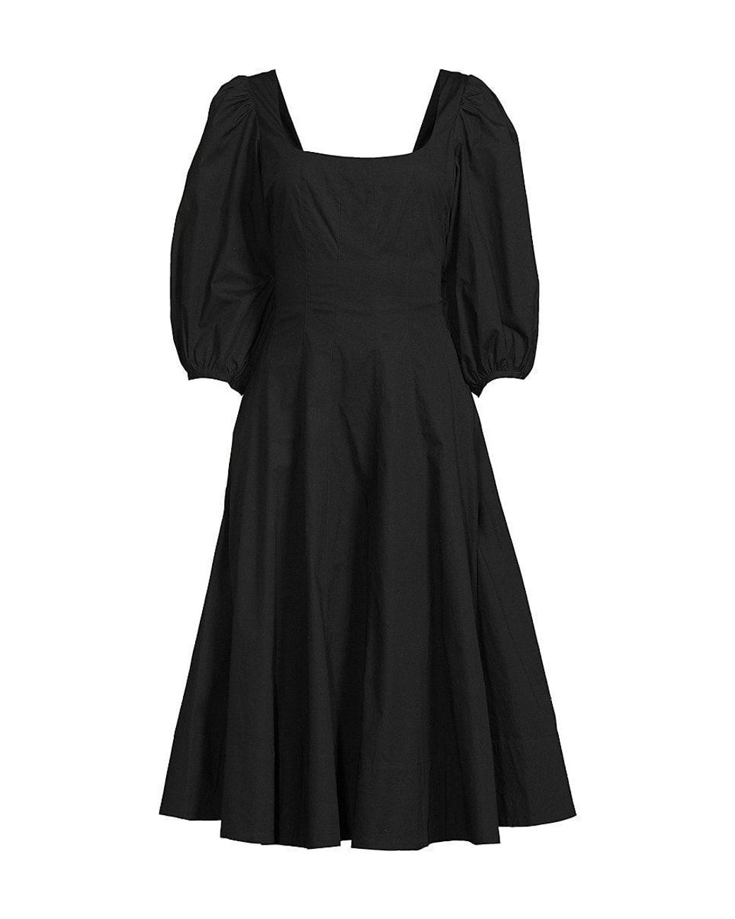 STAUD Ellison Square-Neck Sleeveless Stitched Midi Dress