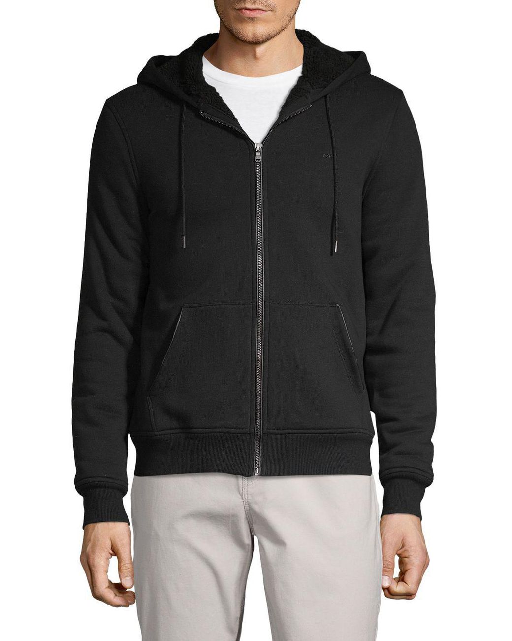 Michael Kors Faux Fur-lined Full-zip Hoodie in Black for Men | Lyst
