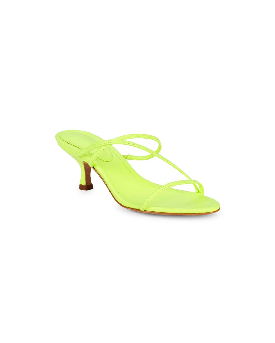 Schutz Evenise Strappy Leather Kitten-heel Sandals in Neon Yellow (Yellow) - Lyst