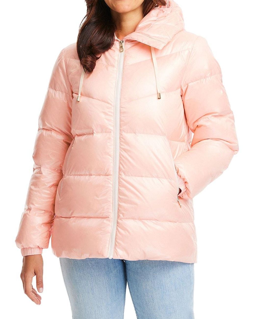 Kate Spade Down Hooded Puffer Jacket in Pink | Lyst Canada