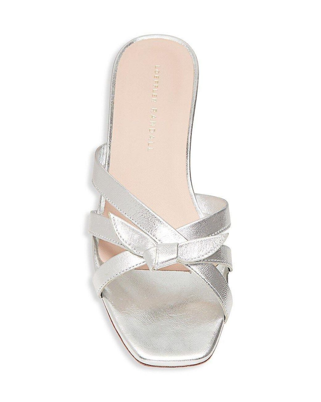 Loeffler Randall Eveline Knotted Metallic Leather Flat Sandals in White |  Lyst