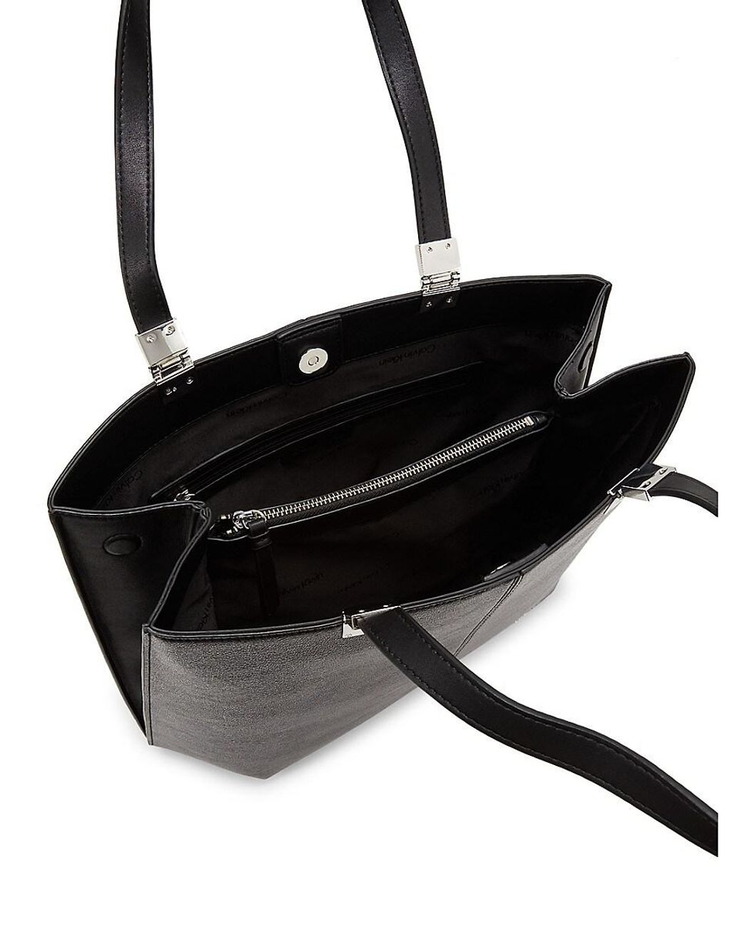 【レディース】  Granite Logo Tote バッグ Calvin Klein Granite Logo Tote in Black | Lyst