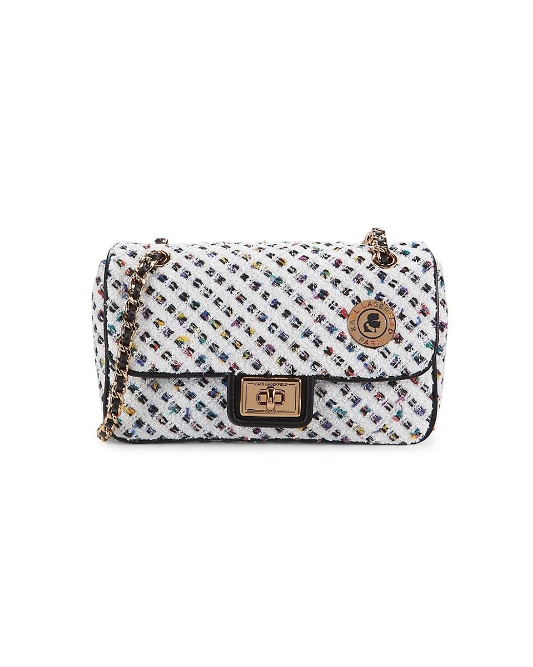 Karl Lagerfeld Agyness Boucle Shoulder Bag in White Lyst UK