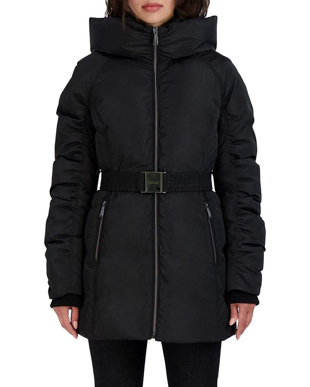Laundry by Shelli Segal Belted Parka Puffer Coat in Black Lyst