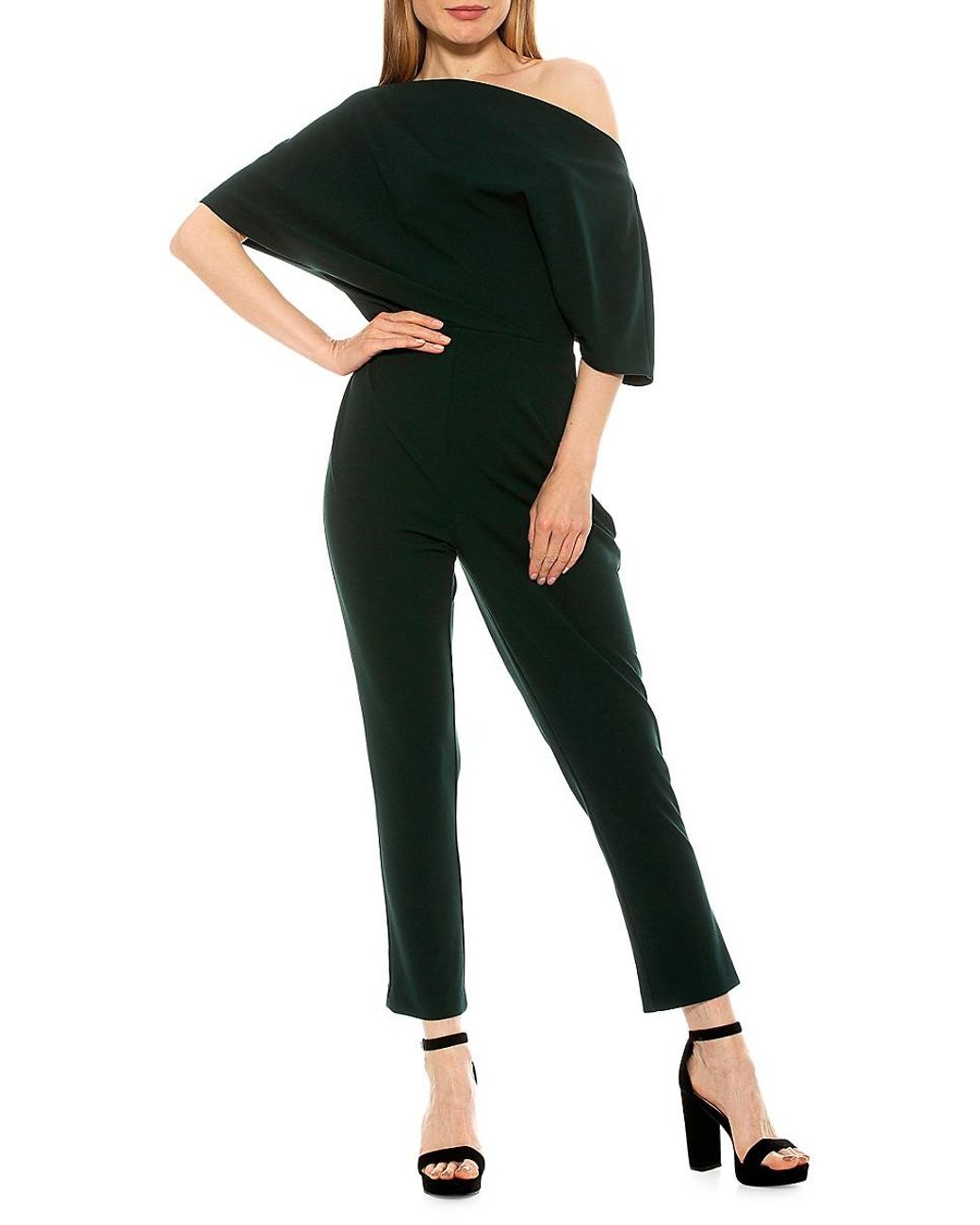Alexia Admor Synthetic Draped One-shoulder Jumpsuit in Emerald (Green ...