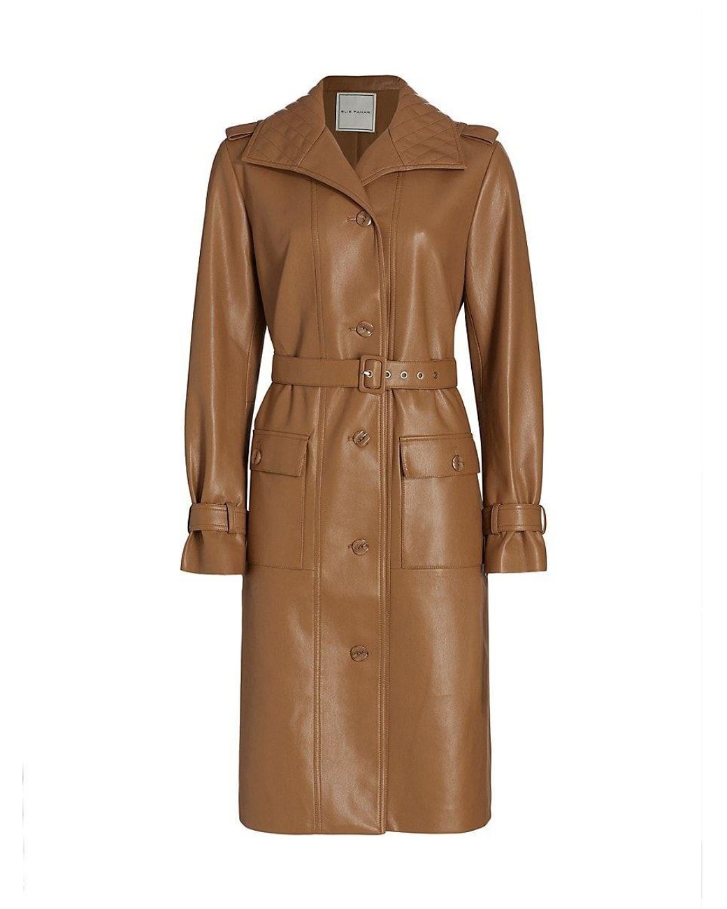 tahari long double face vegan trim wool coat
