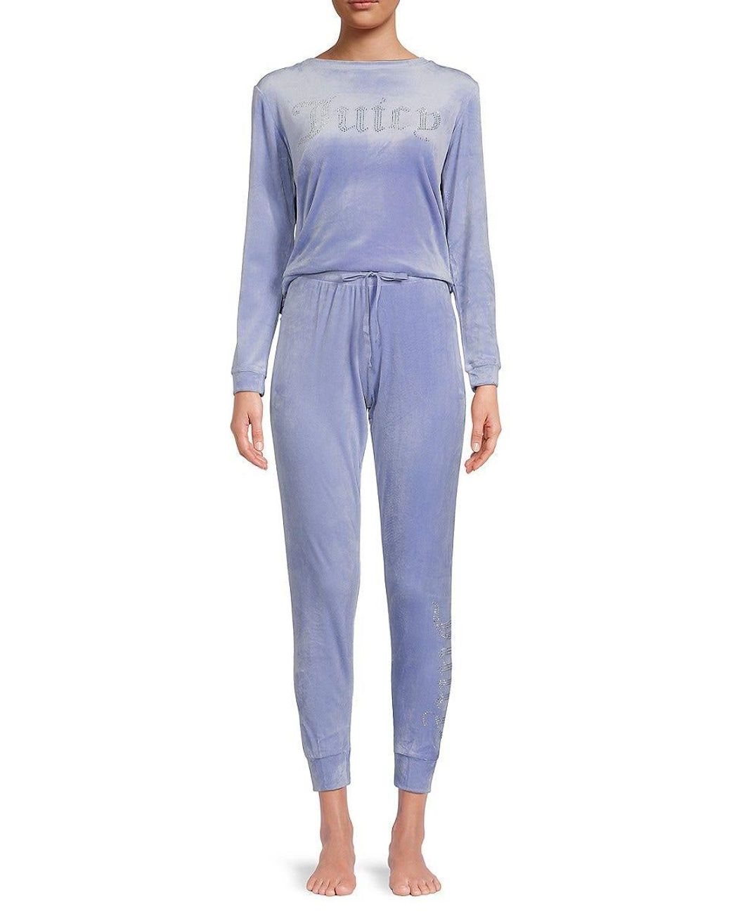 Juicy Couture Velour Pajama Set in Blue | Lyst