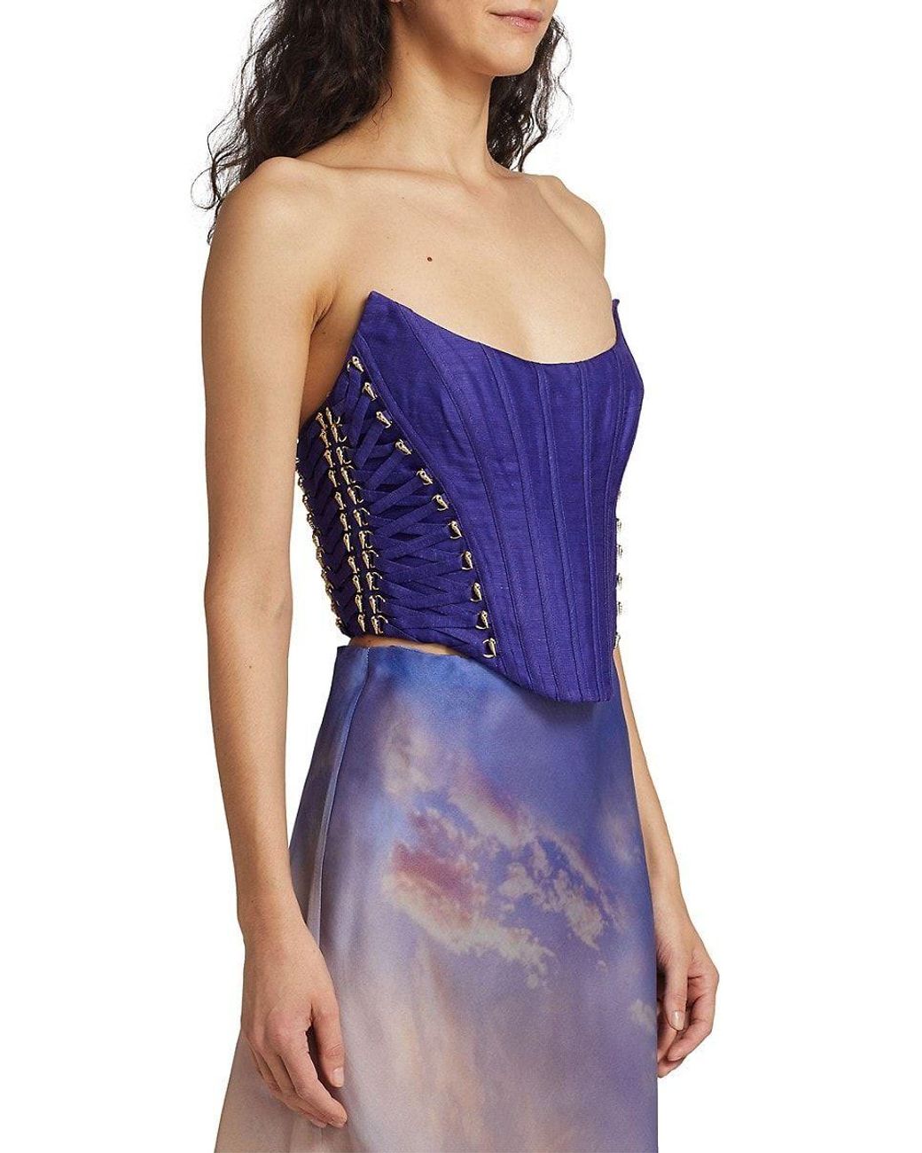 Zimmermann Tama Lace Up Corset Top in Purple