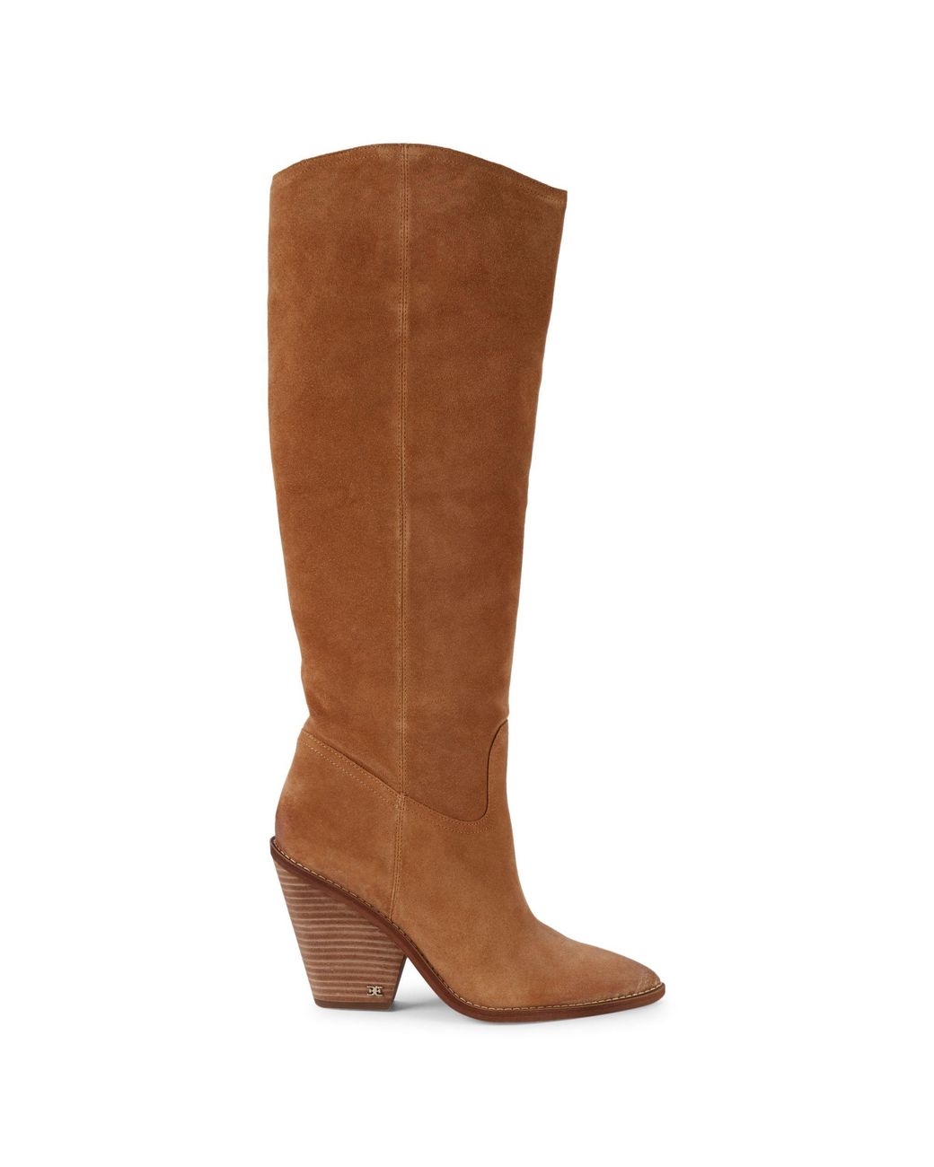 Sam Edelman Indigo Stacked Heel Suede Knee-high Boots in Brown | Lyst ...