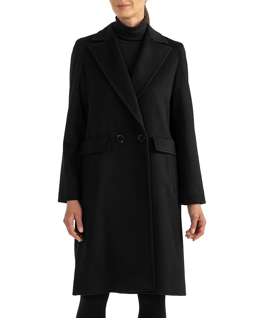 Sofia Cashmere Double Breasted Wool & Cashmere Coat in Black | Lyst Canada