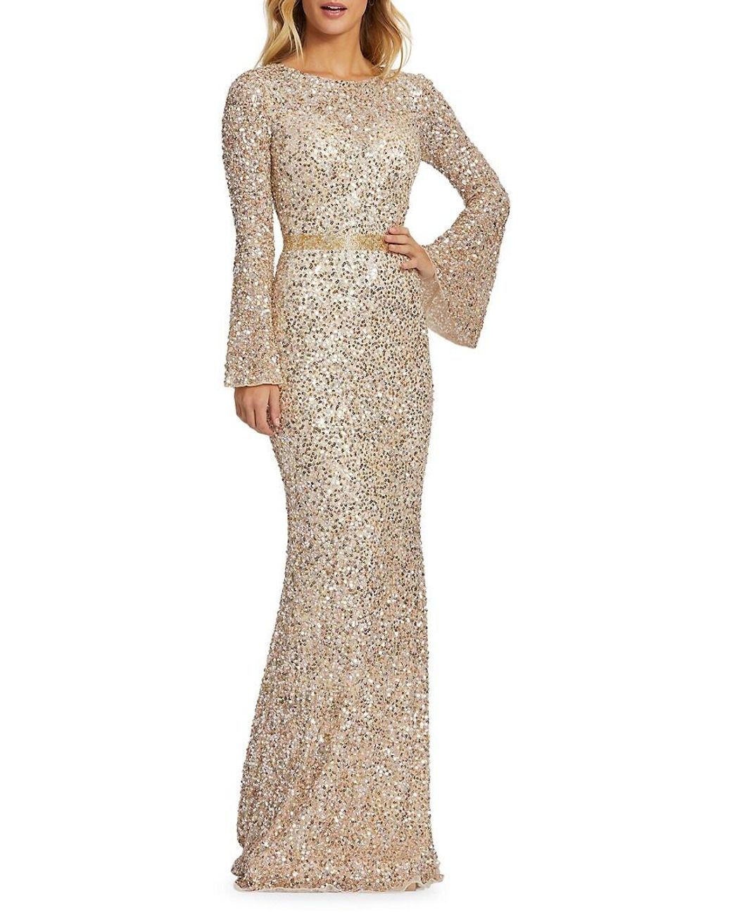 Mac Duggal Synthetic Bell-sleeve Sequin 