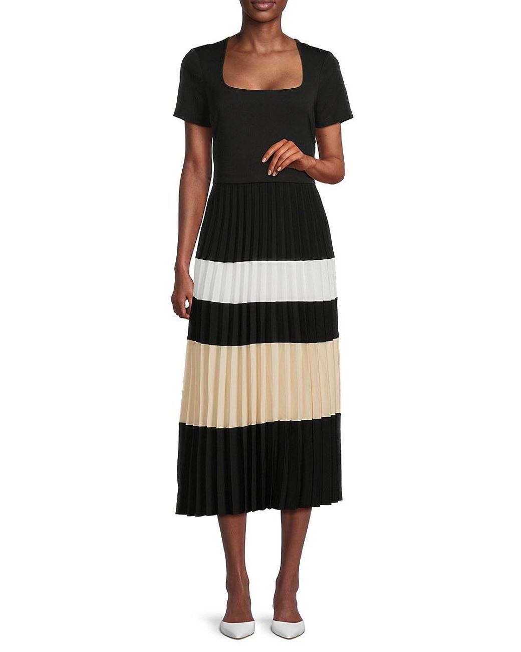 Colorblock pleated midi dress hotsell