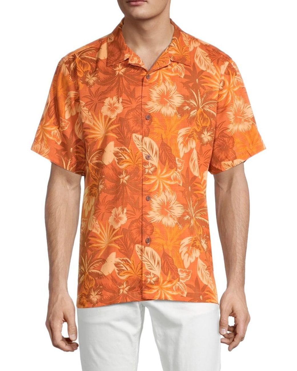 Tommy Bahama Men's Fuego Floral Silk Camp Shirt Del Fuego Size M in