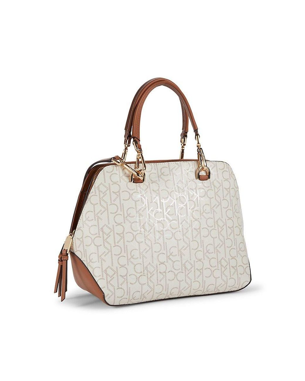 Calvin Klein Lucy Logo Satchel Bag in White Lyst
