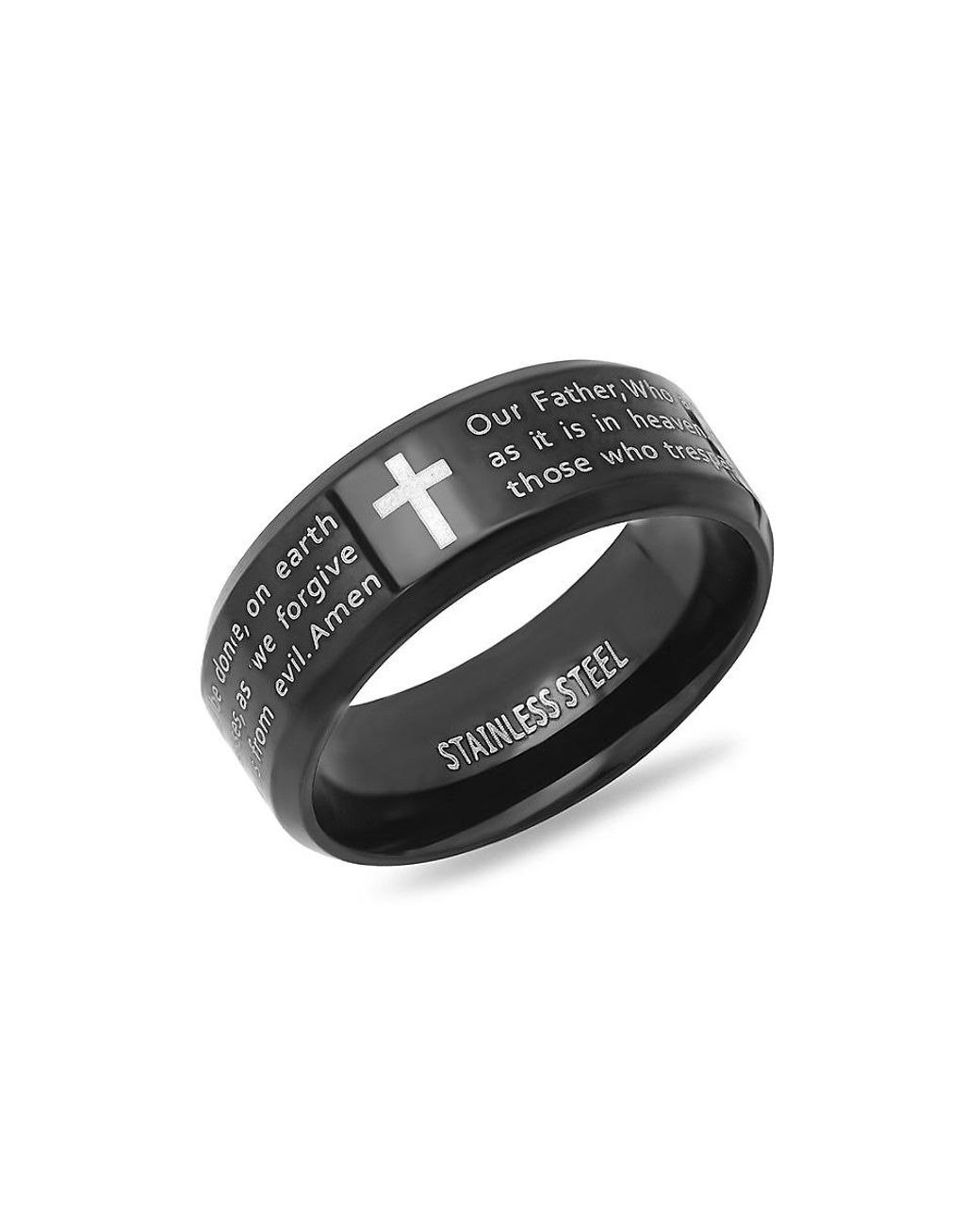 Anthony Jacobs Stainless Steel Prayer Ring in Black for Men Lyst