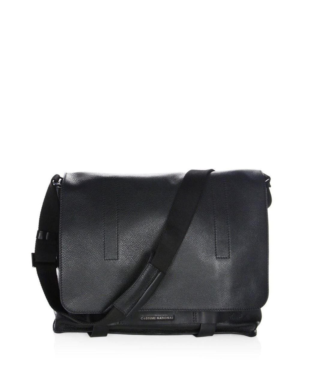 CoSTUME NATIONAL Solid Leather Messenger Bag in Black for Men | Lyst