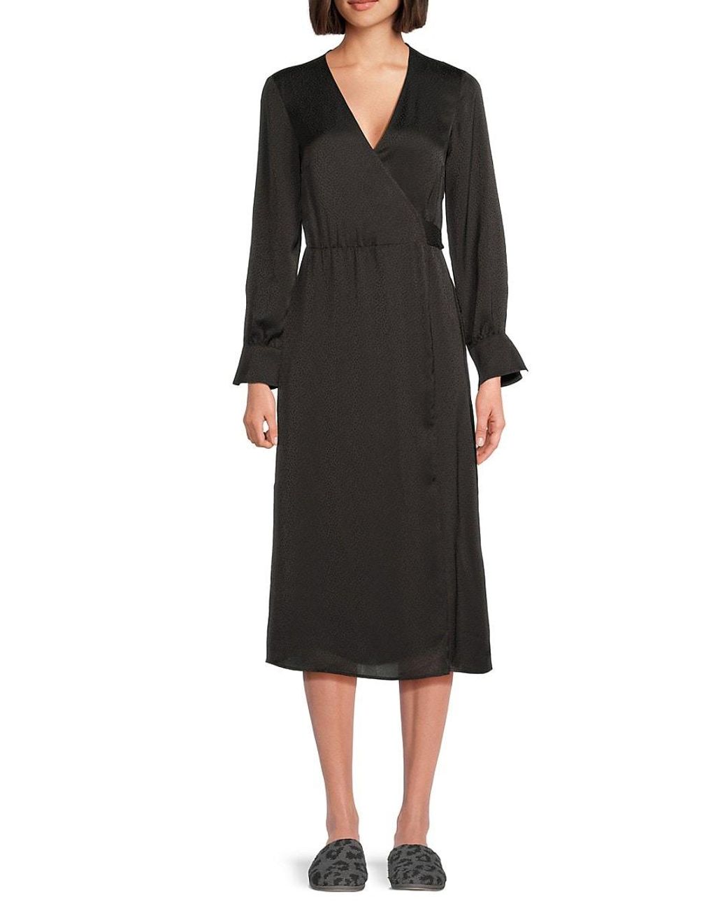 Ba&sh Iris A-Line Wrap Midi-Dress in Black Lyst UK