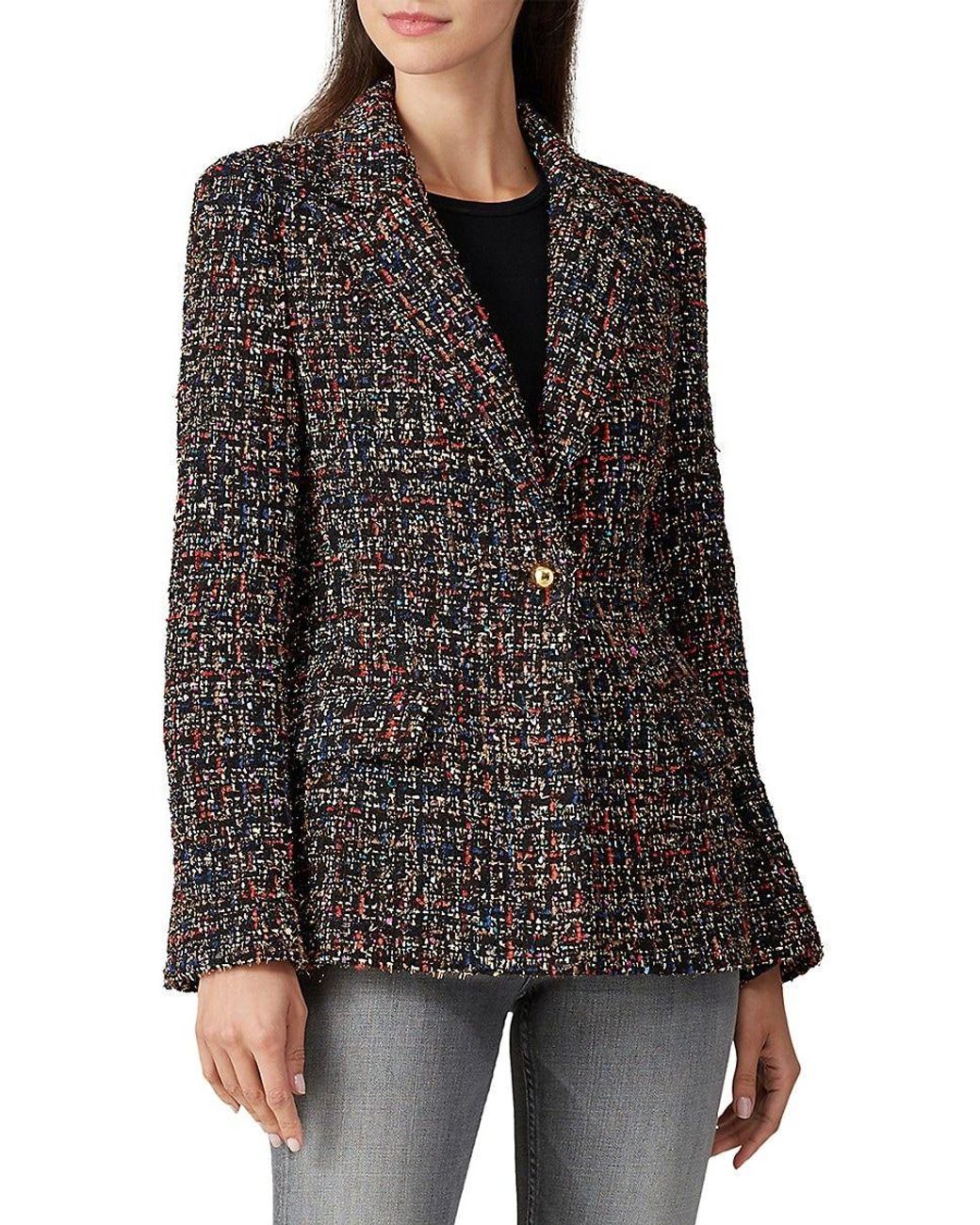 Amanda Uprichard Tweed Single Button Blazer in Black | Lyst