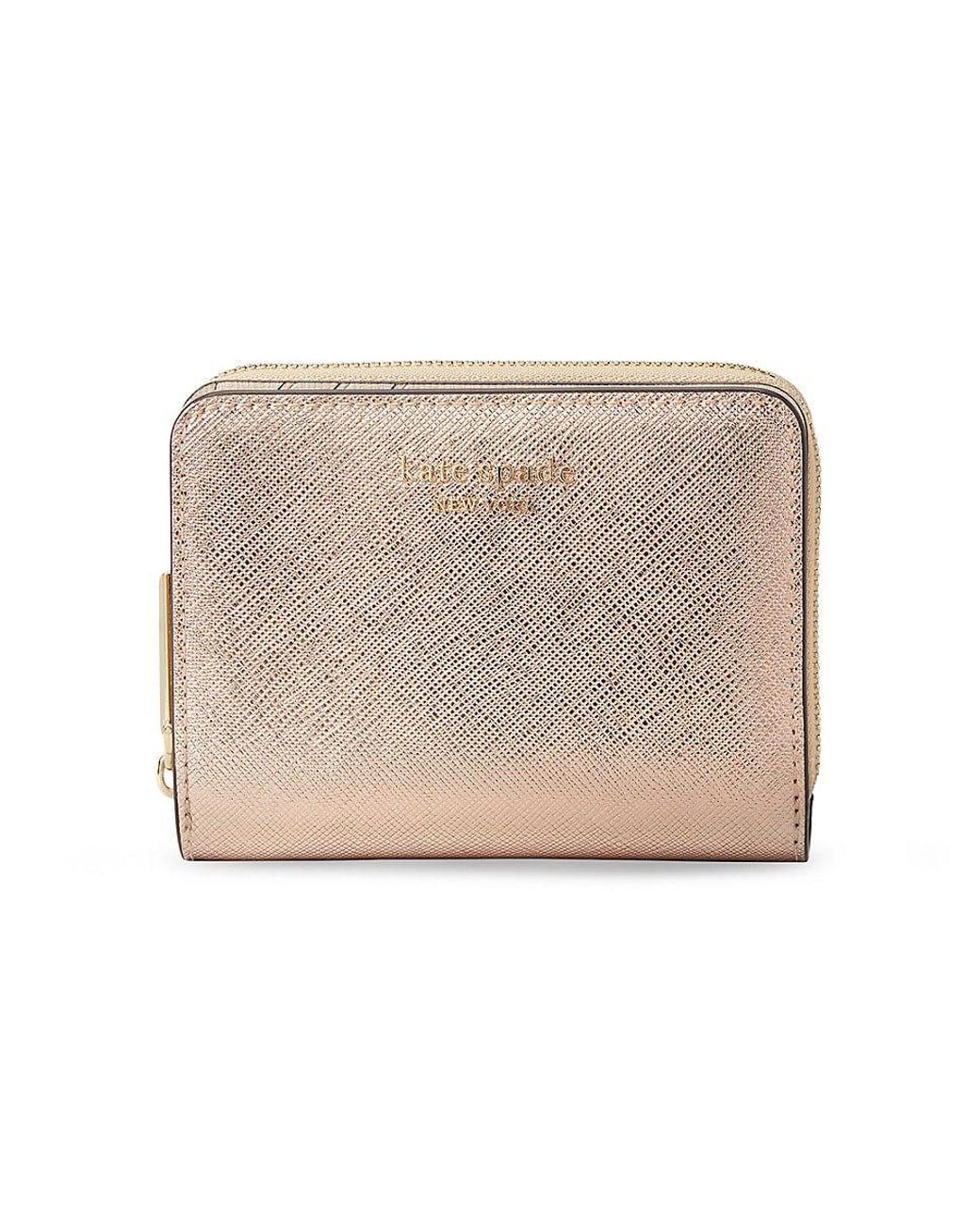 Kate Spade Spencer Metallic Leather Ziparound Compact Wallet in