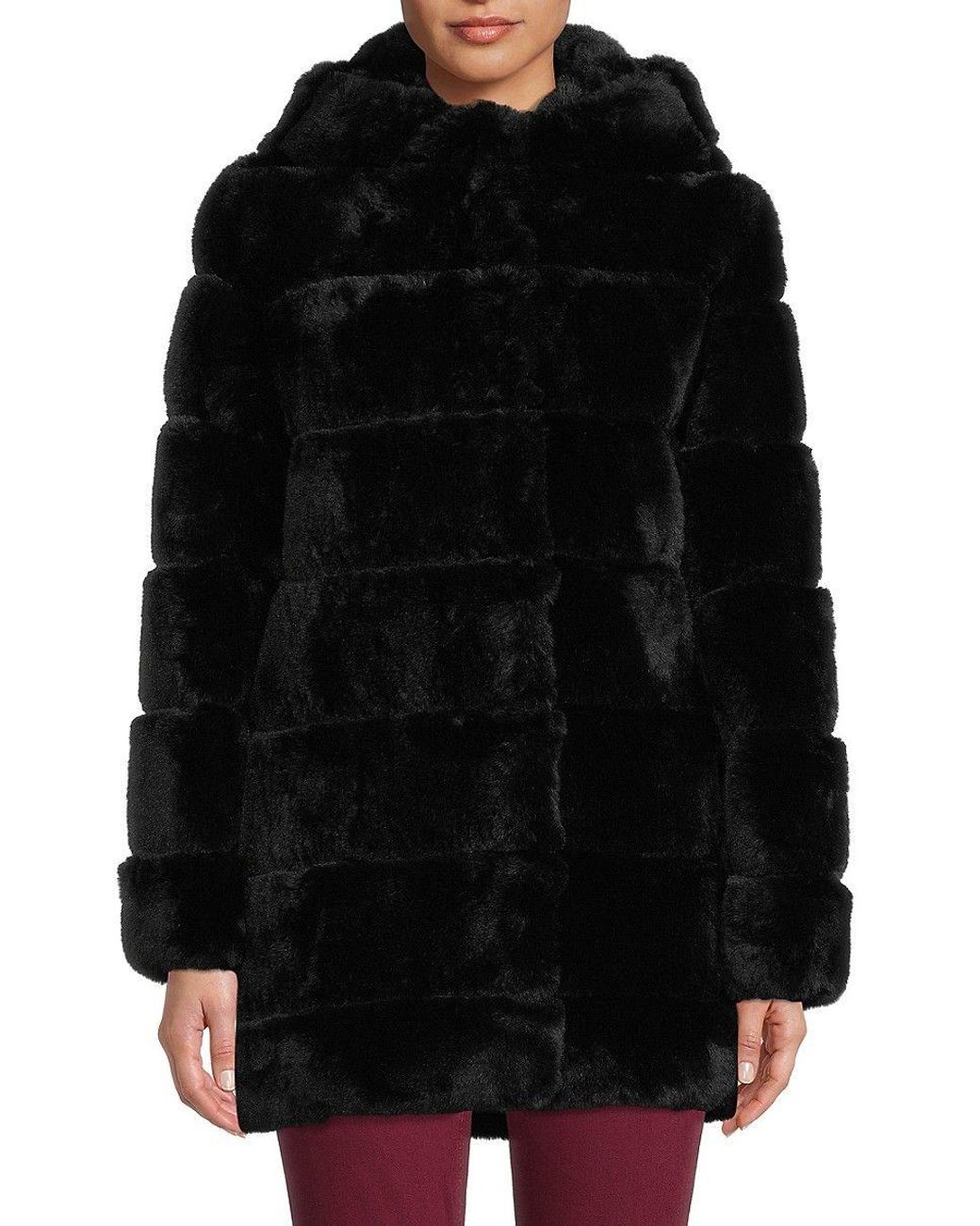 BCBGMAXAZRIA Bcbgmaxazria Felicia Quilted Faux Fur Hooded Coat in Black |  Lyst