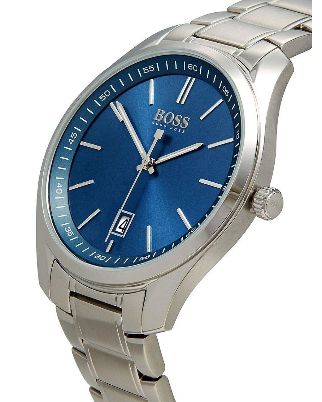 BOSS by HUGO BOSS 43mm Stainless Steel Bracelet Watch in Blue for Men | Lyst