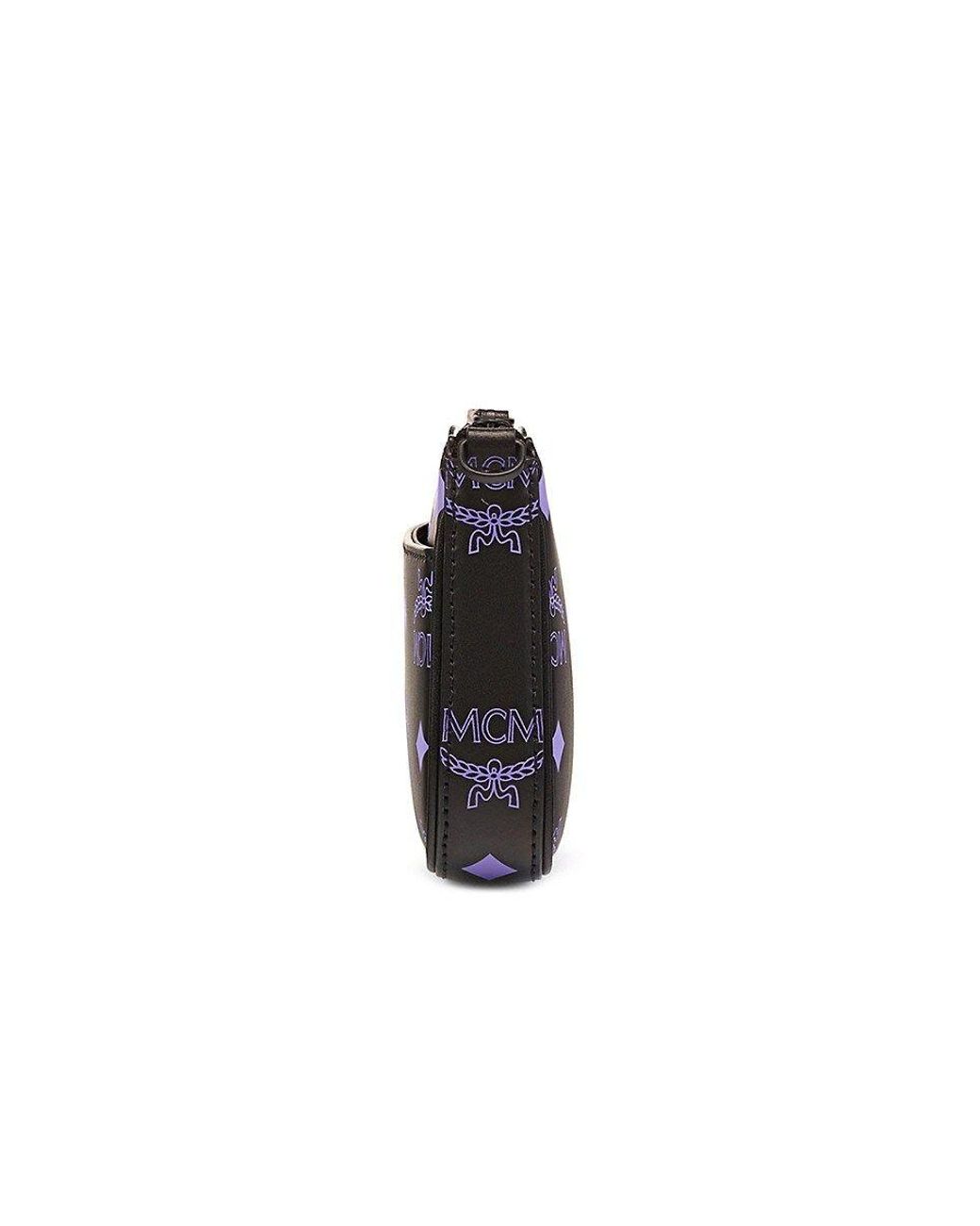 MCM Calfskin Visetos Mini Color Splash Pouch on Chain Croissant