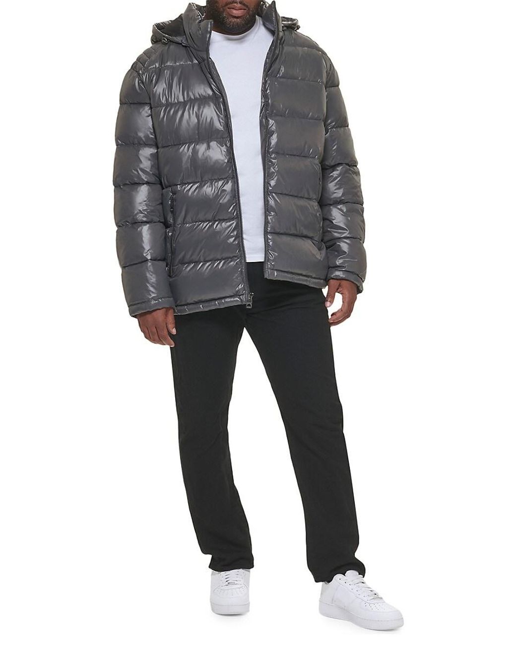 Men's hooded puffer coat guess cheap