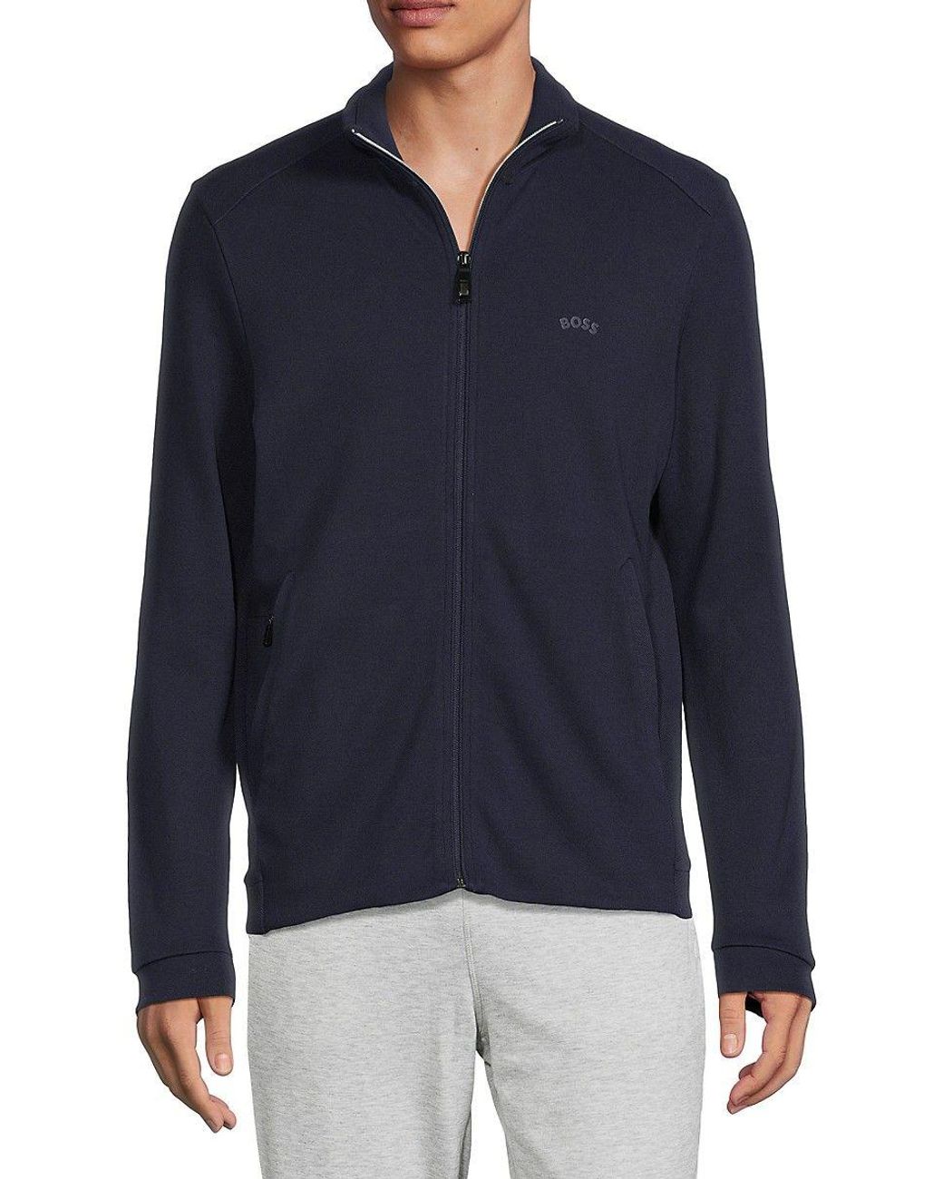 BOSS by HUGO BOSS Skaz Curved Logo Track Jacket in Blue for Men Lyst
