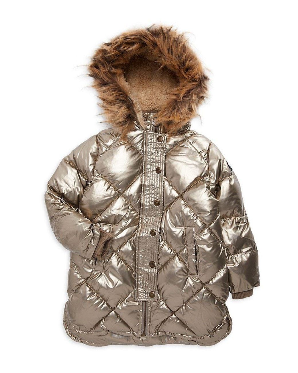 Appaman Little Girl's & Girl's Sloan Metallic Faux Fur Trim Puffer Jacket  in Natural | Lyst