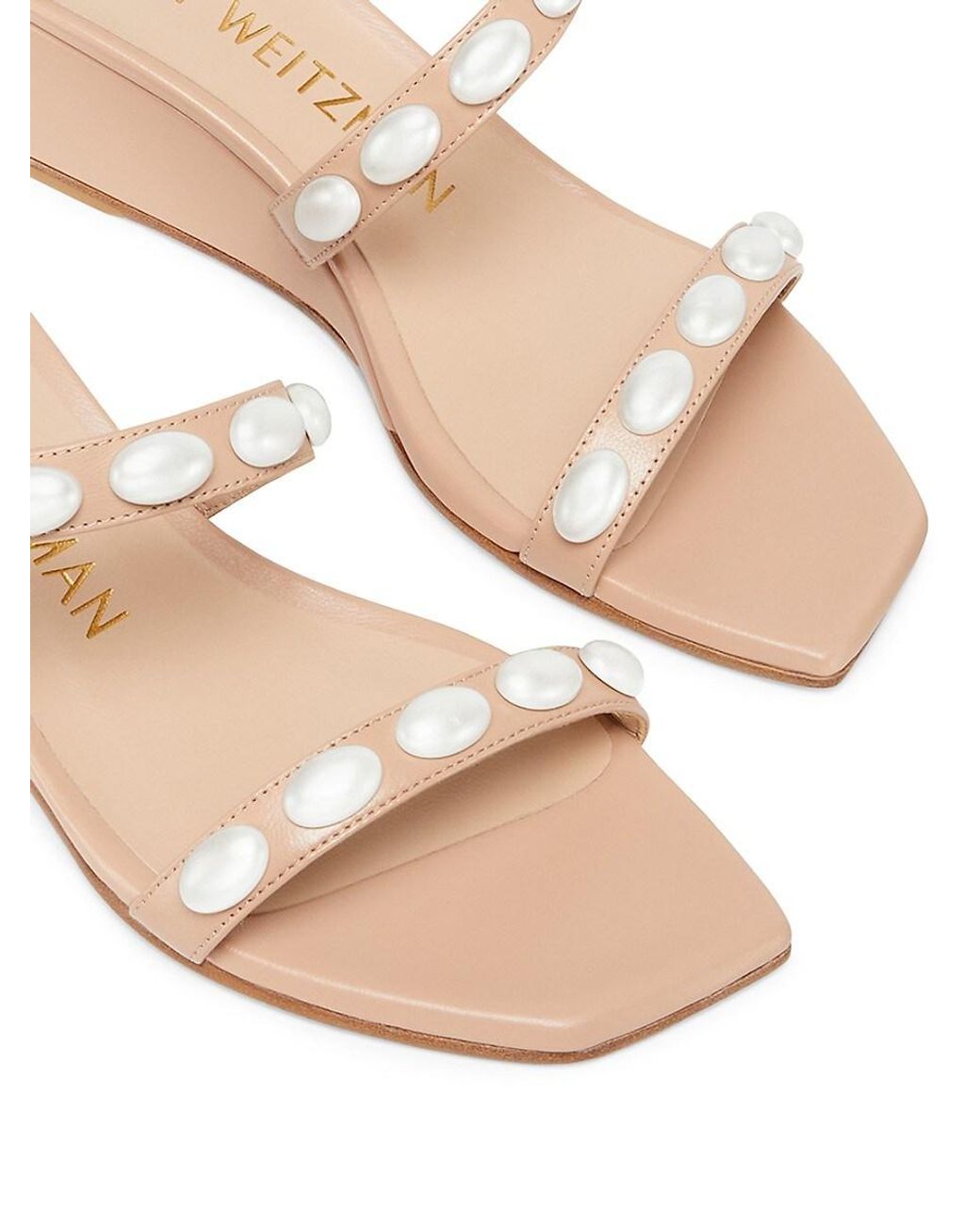 サンダル・ミュール Stuart Weitzman PEARLITA - Sandal with pearls Stuart Weitzman Pearlita 50Mm Embellished Leather Wedge