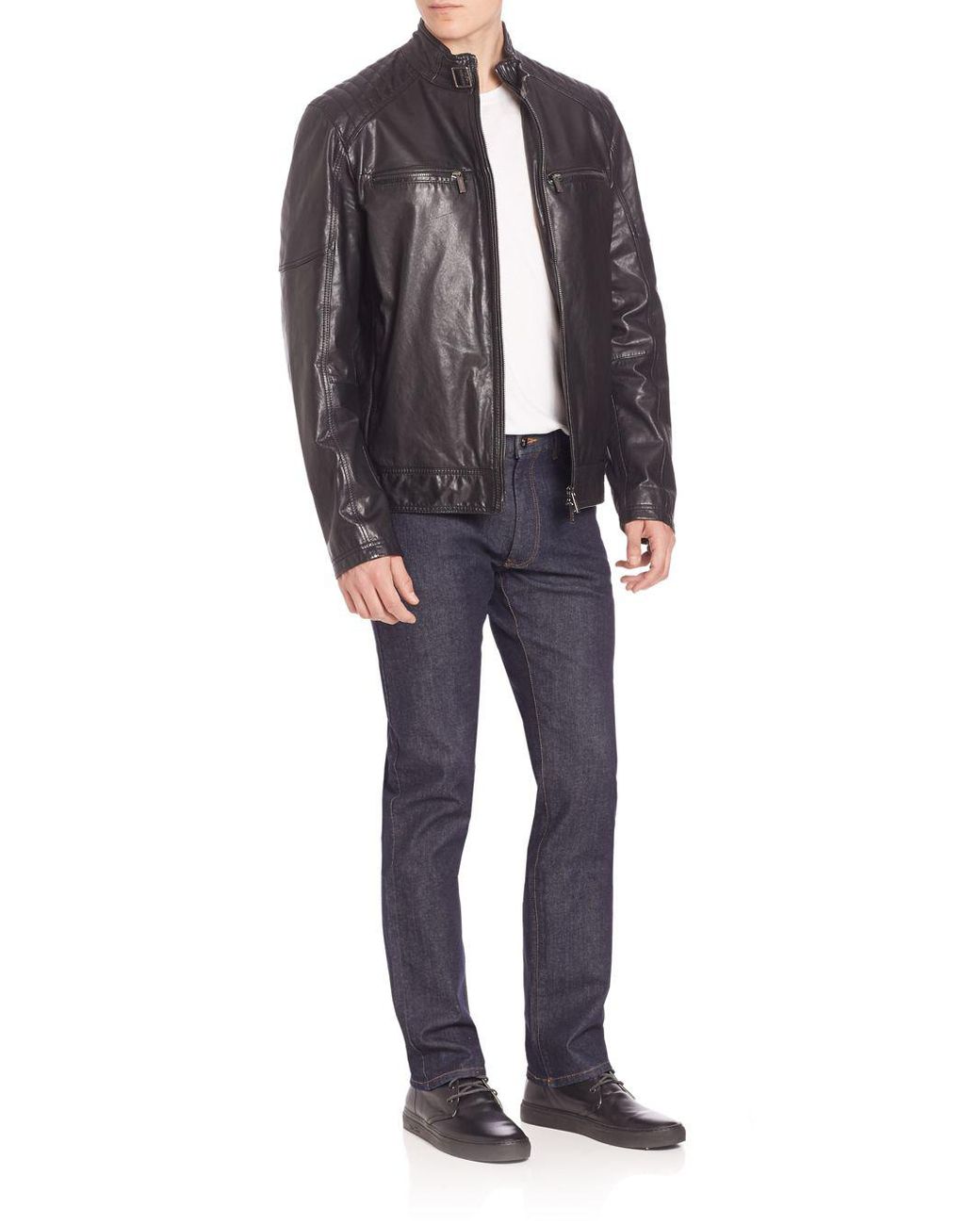 Strellson Deeray Leather Jacket in Black for Men | Lyst